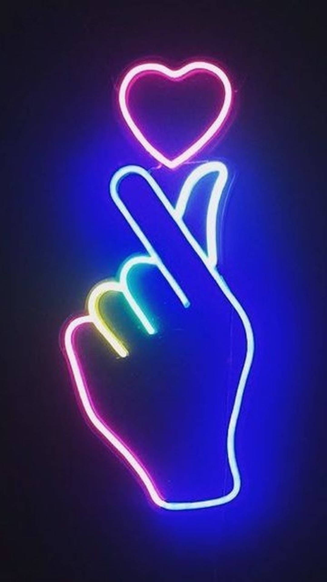 Muundo wa Moyo wa Kidole cha Mwanga wa Neon Picha ya Ukuta