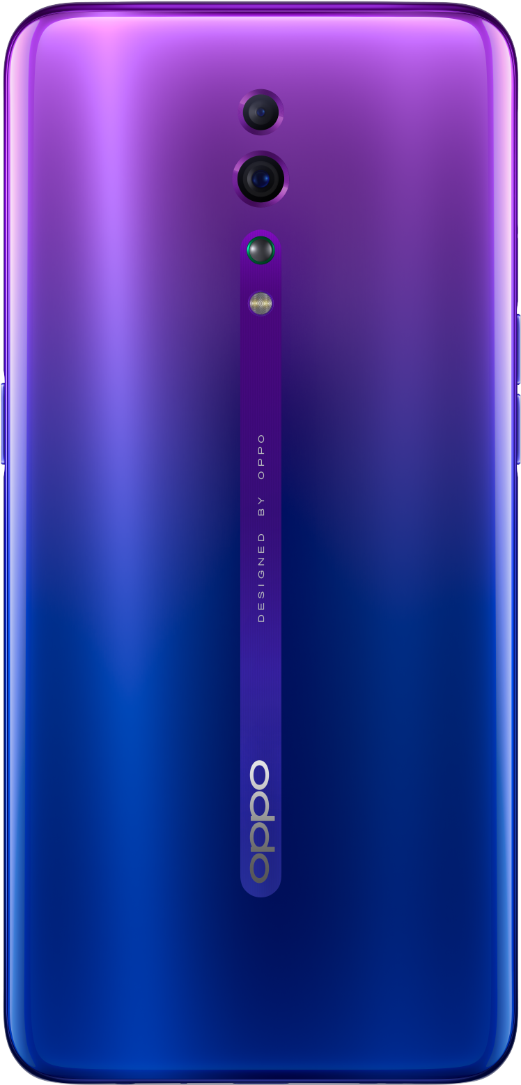 Muundo wa Simu ya Oppo yenye Rangi ya Zambarau na Kamera ya Nyuma Picha ya Ukuta