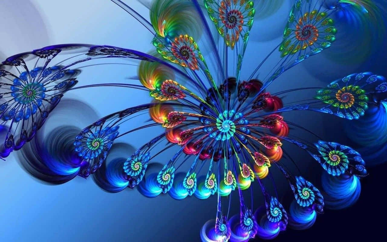 Muundo wa Tausi wa Fractal Aesthetic Picha ya Ukuta