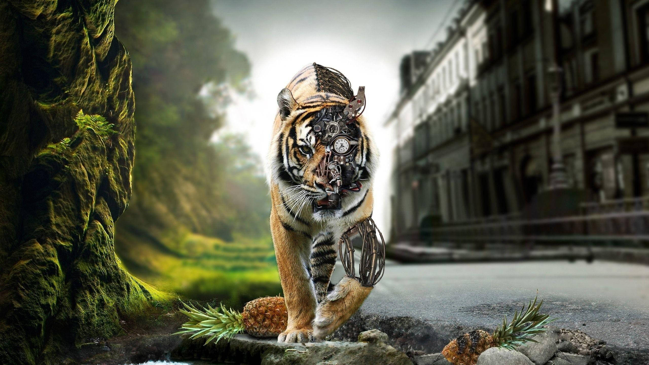 Muunganisho wa Tiger na Android Picha ya Ukuta