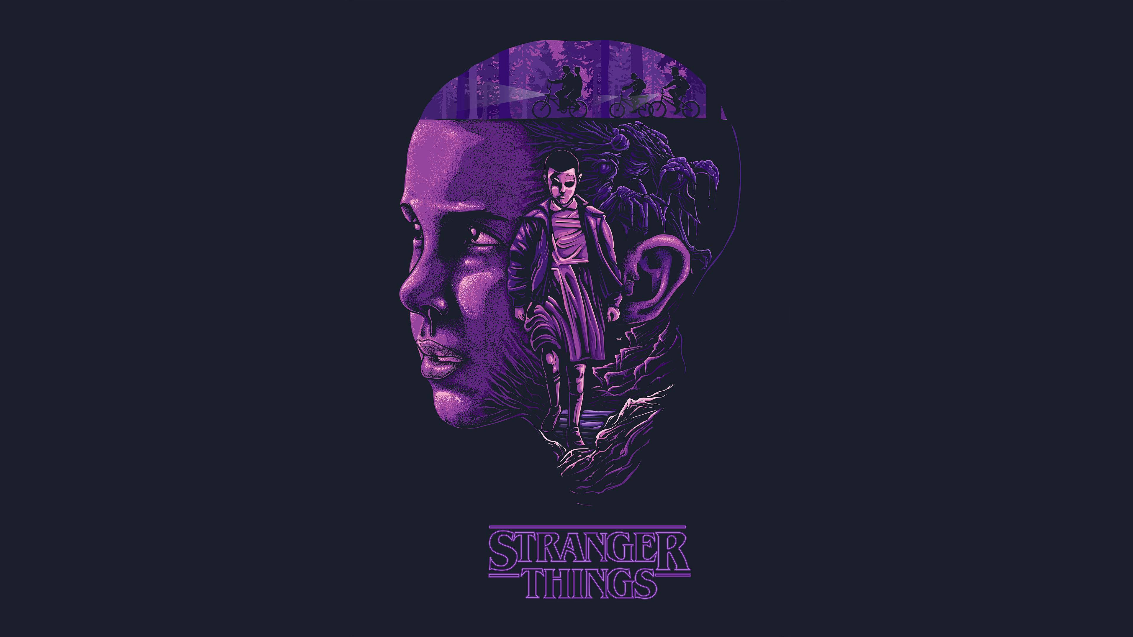 Mvulana Mzuri wa Stranger Things Katika Msitu Wenye Giza Picha ya Ukuta