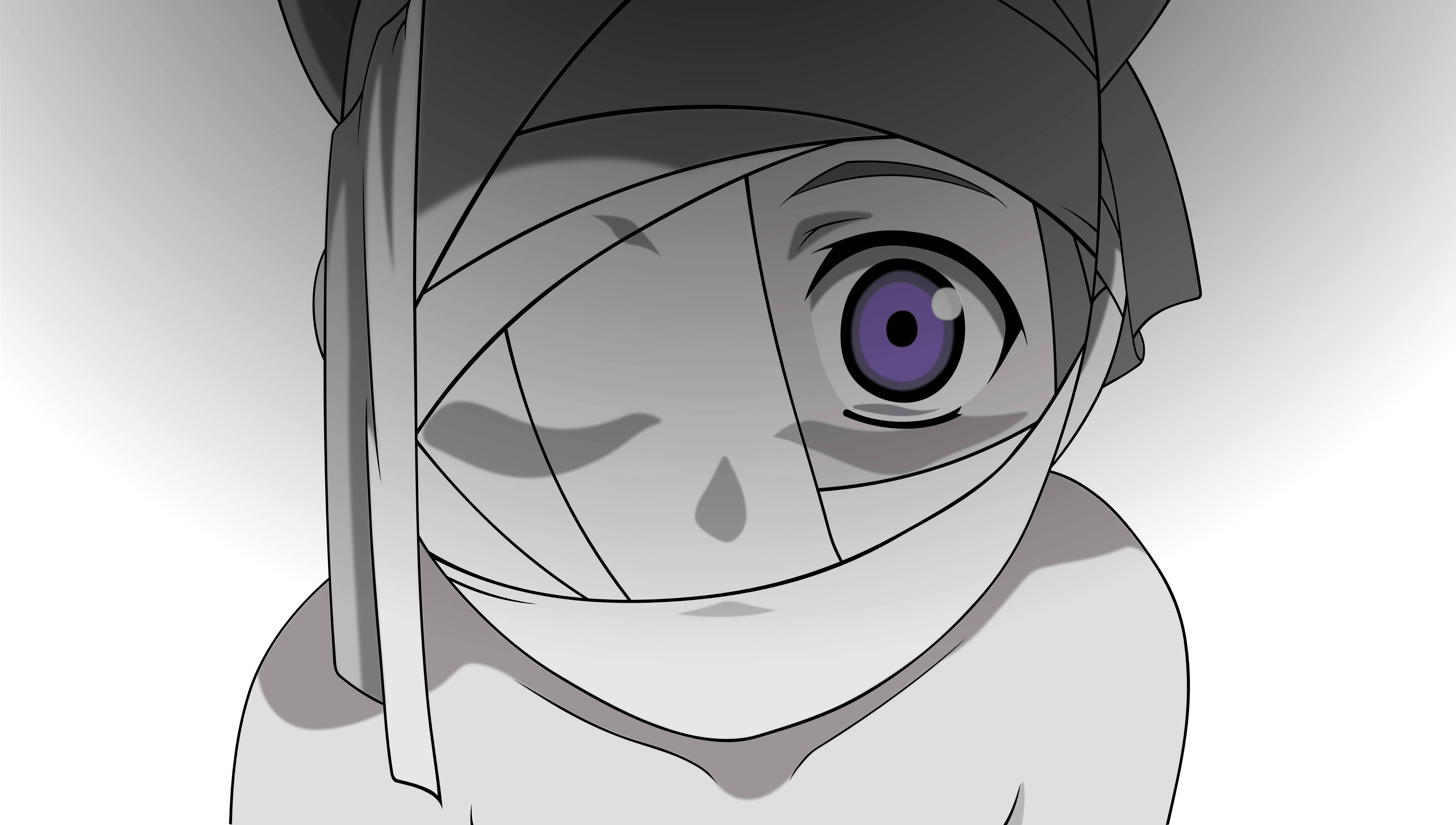 Mvulana wa Anime Akiwa na Bendeji Kichwani PFP Nzuri Picha ya Ukuta