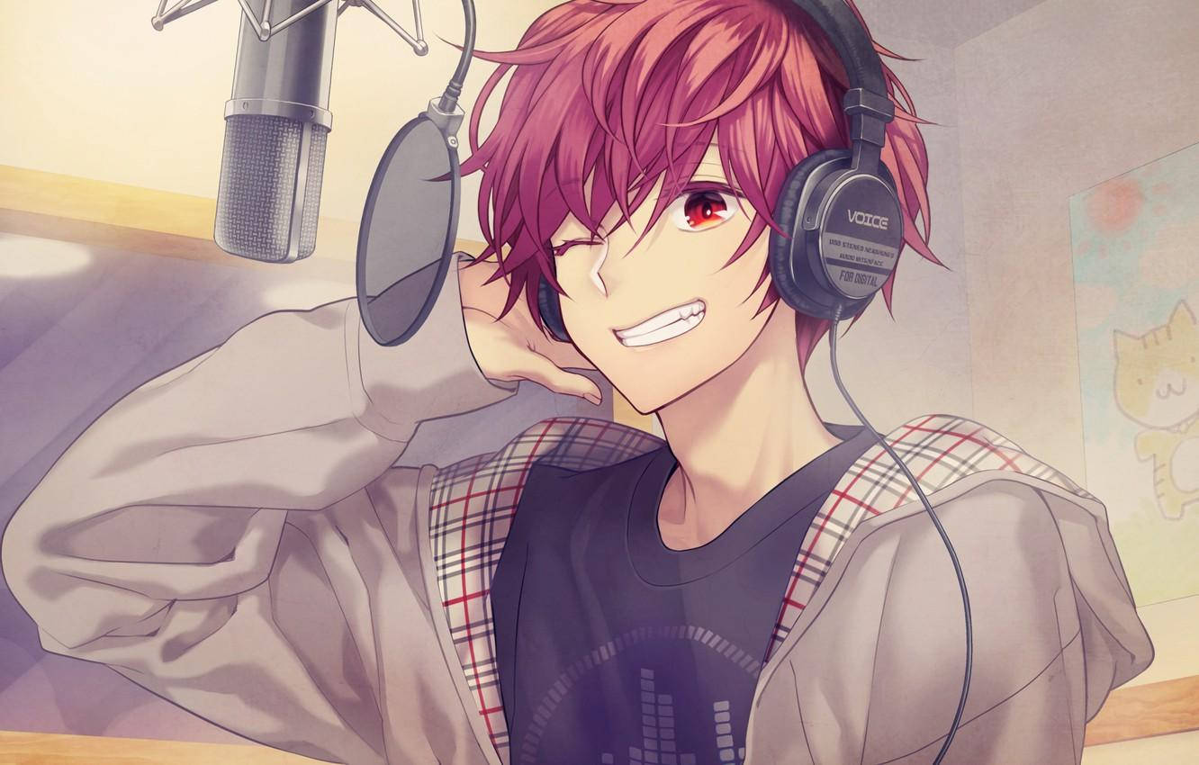Mvulana wa Anime Akirekodi Studio Picha ya Ukuta