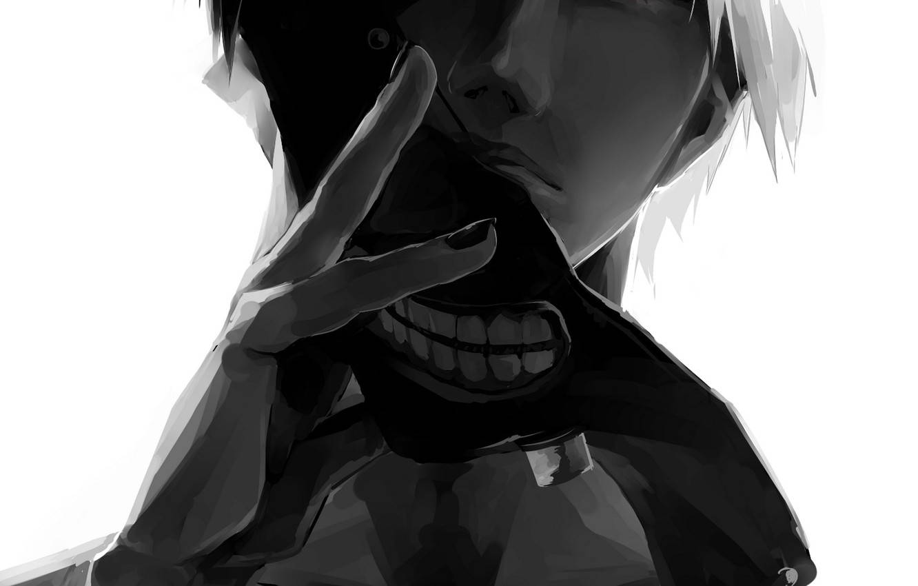 Mvulana wa Anime Kaneki Mask ya Giza Picha ya Ukuta