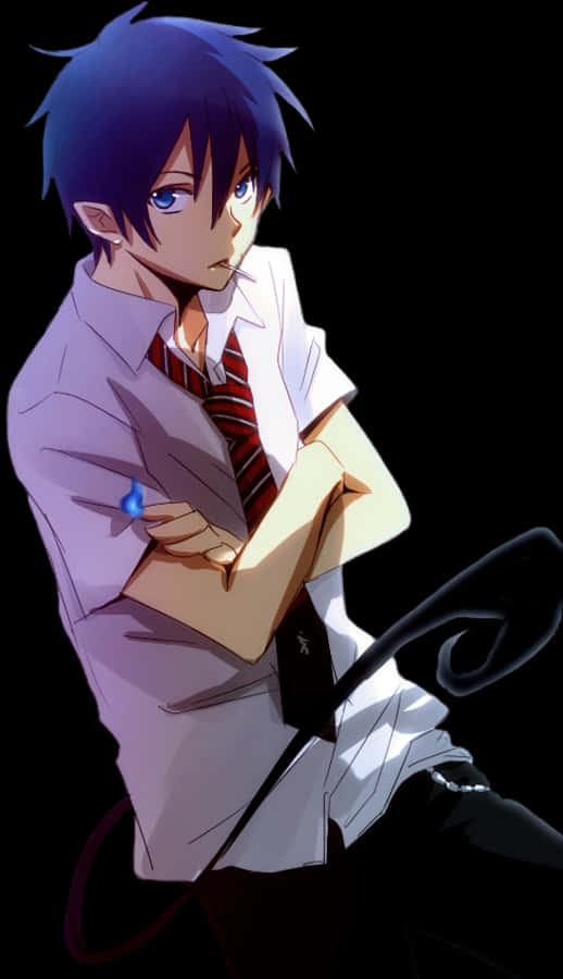 Mvulana wa Anime mwenye Nywele za Bluu za Ajabu Picha ya Ukuta