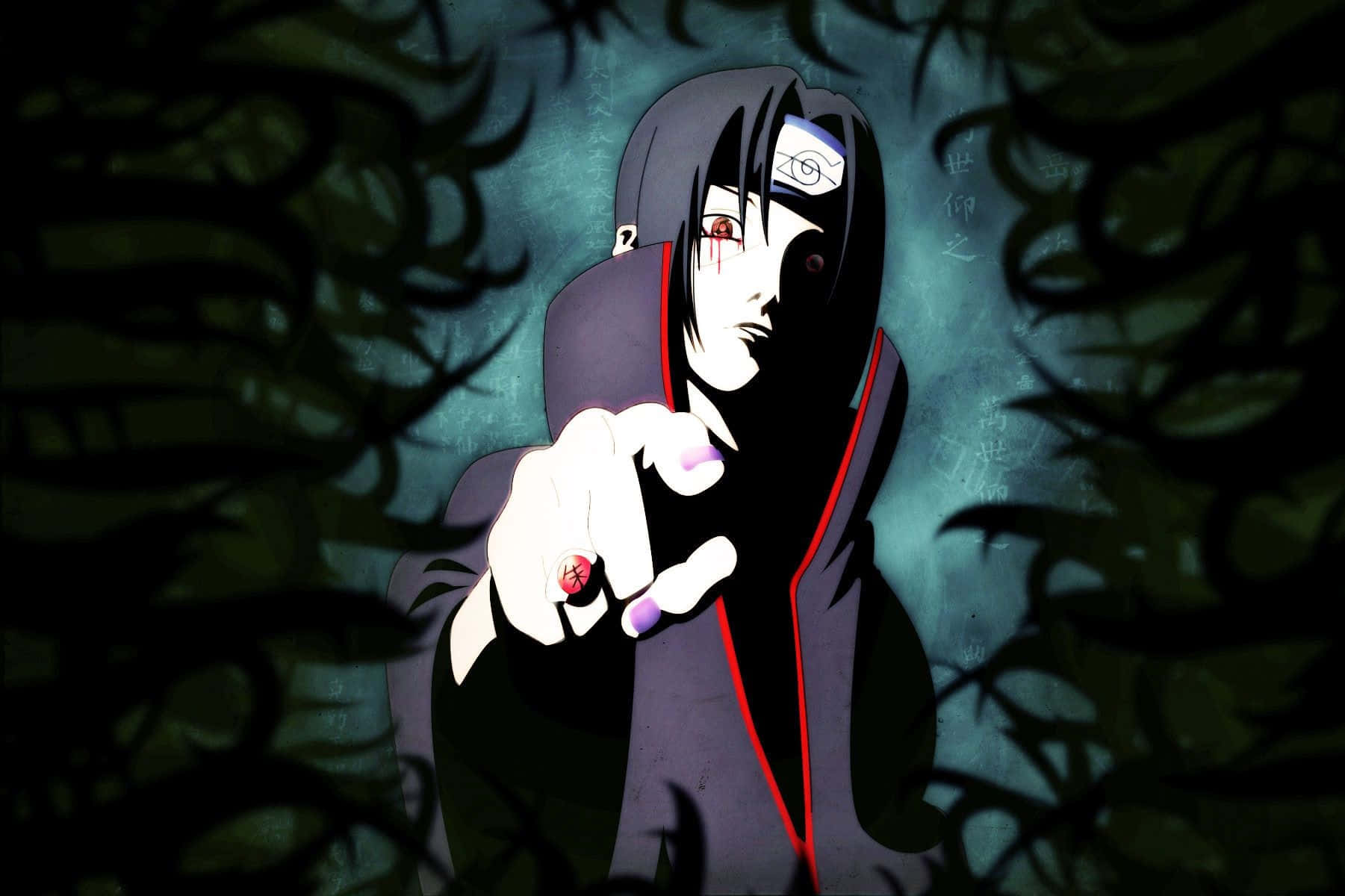 Mvutano wa Ajabu - Itachi Uchiha kutoka Mfululizo wa Naruto Picha ya Ukuta