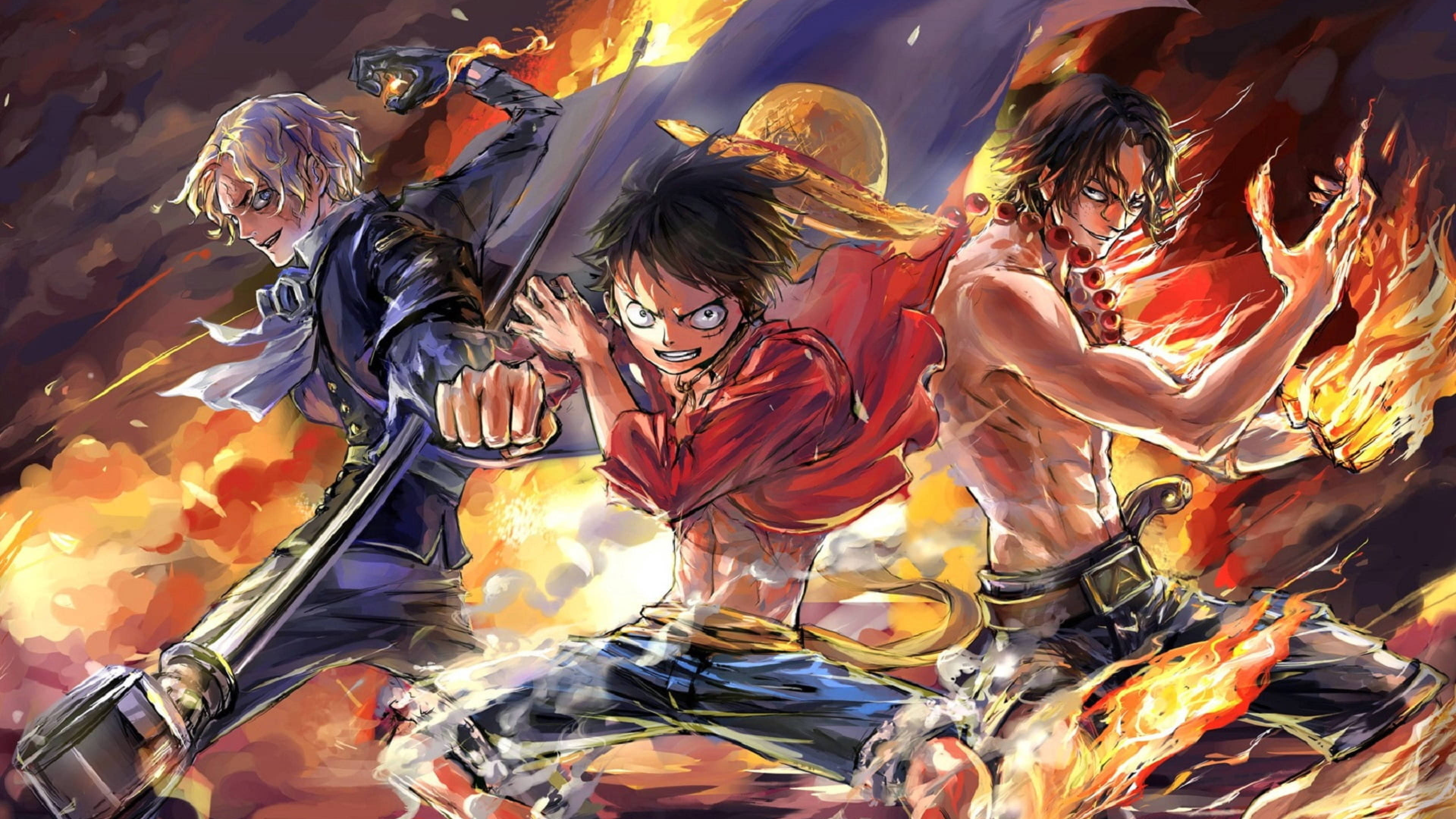Mwamba wa Kipekee wa One Piece 4K Luffy Sabo Ace Picha ya Ukuta