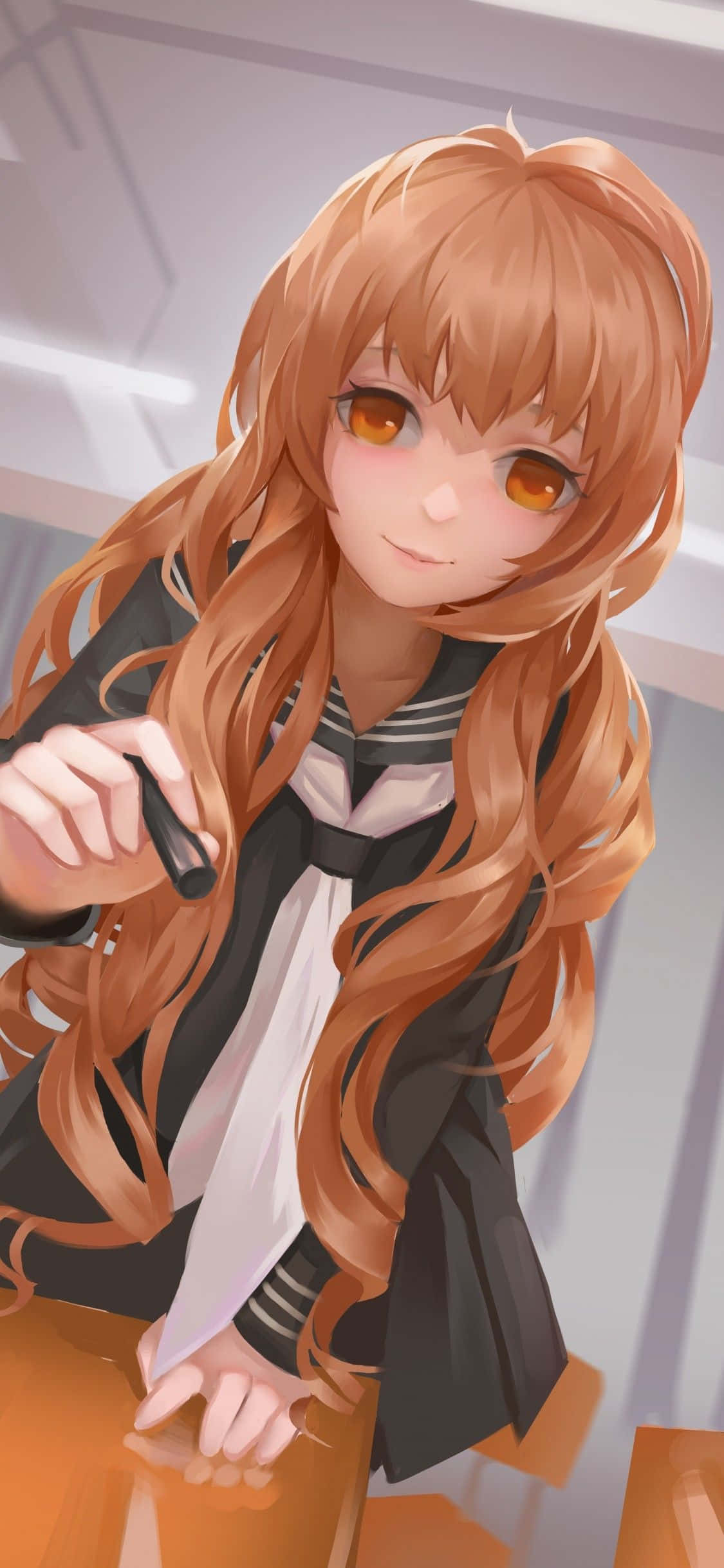 Mwanamke Mrembo wa Anime Taiga Aisaka Picha ya Ukuta