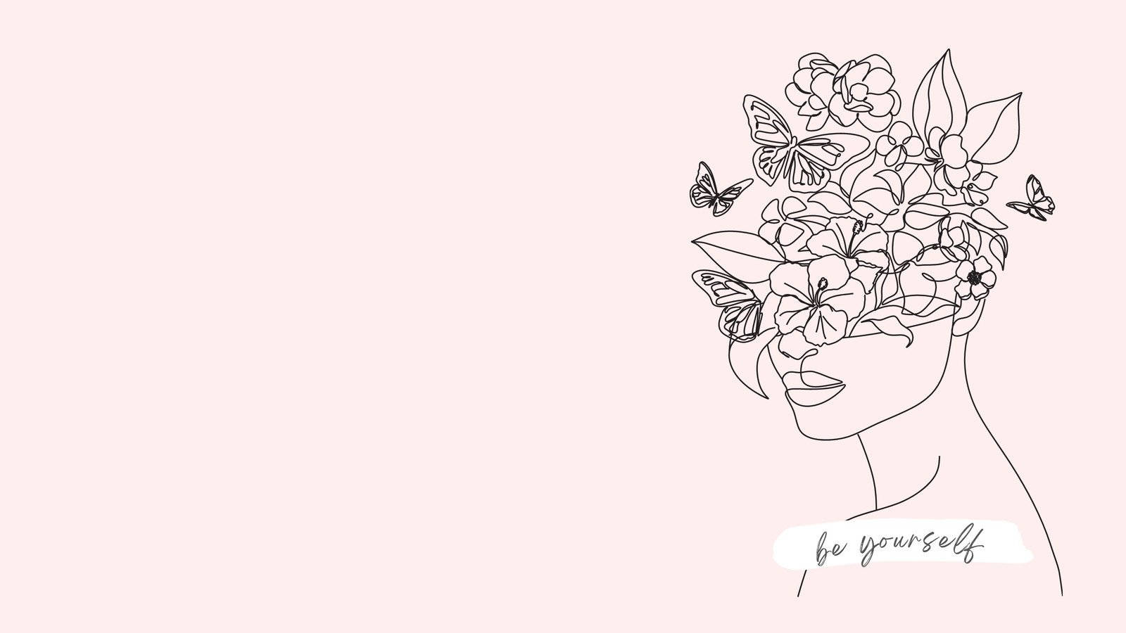 Mwanamke Mweupe Aesthetic Tumblr Akiwa na Maua Kichwani Picha ya Ukuta