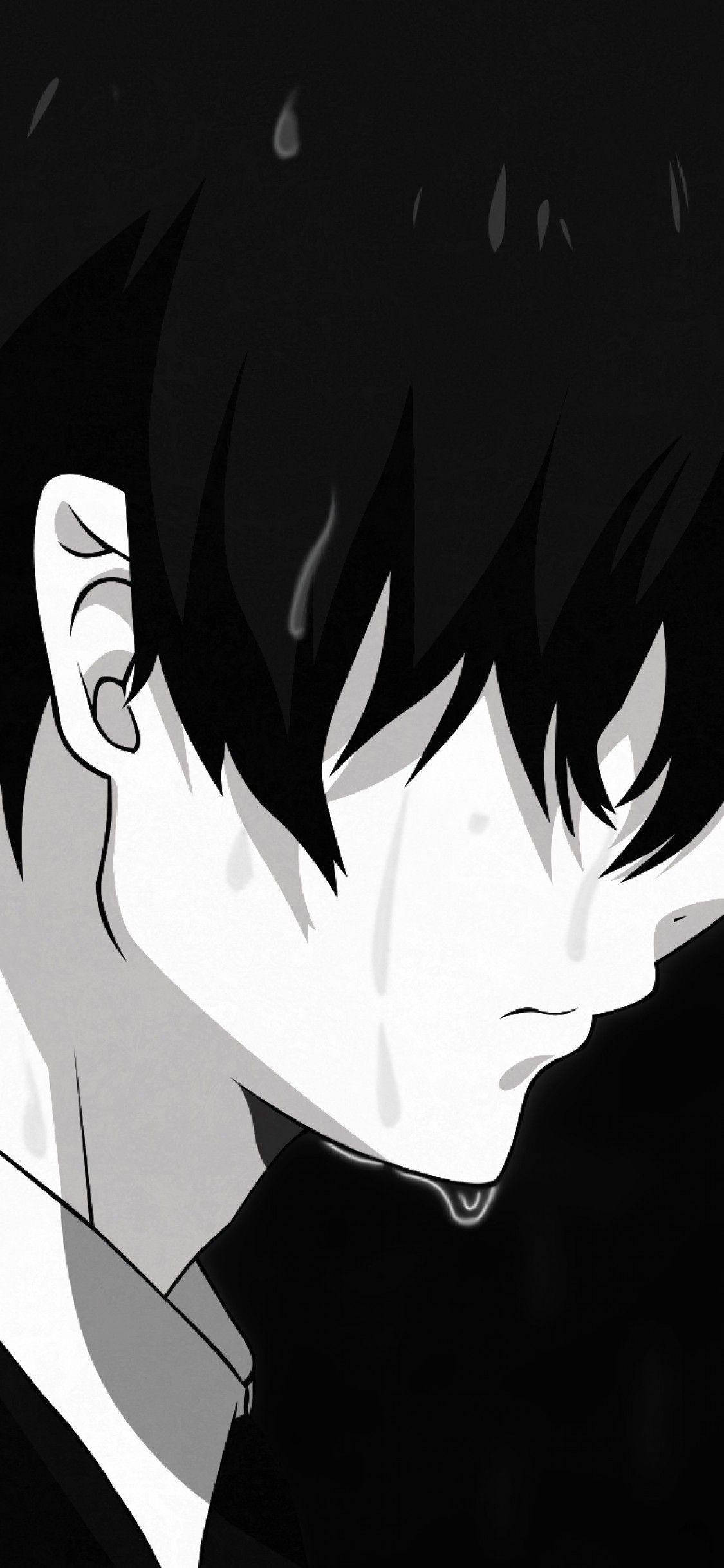 Mwanamume wa Anime wa Siri na Rangi Nyeupe na Nyeusi Picha ya Ukuta
