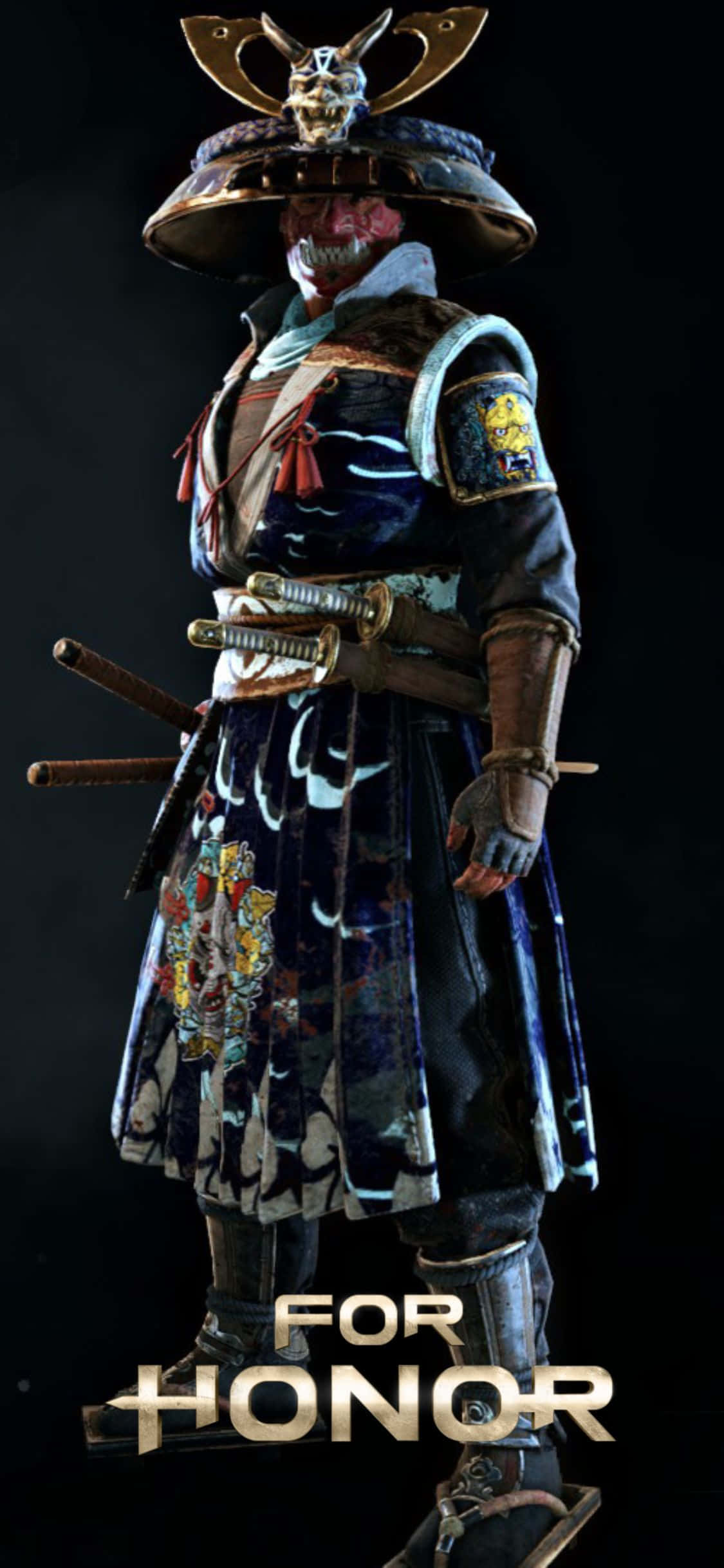 mwanaume katika costume ya samurai na maneno for honor Picha ya Ukuta