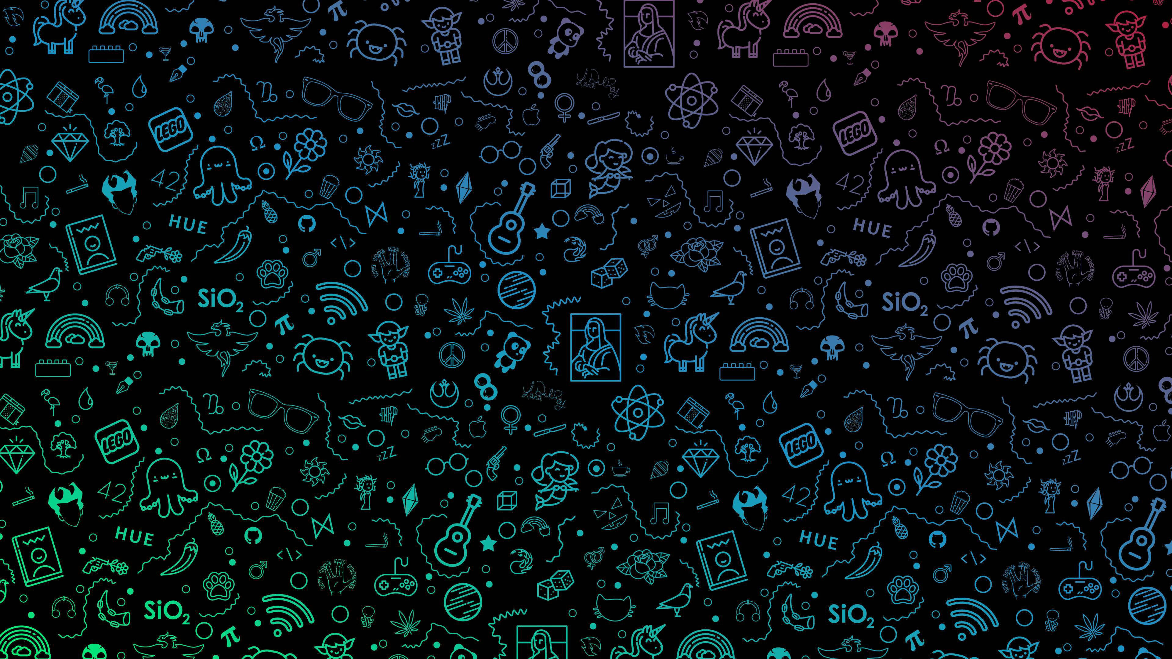 Mwanga wa Anga 4K Doodle Picha ya Ukuta