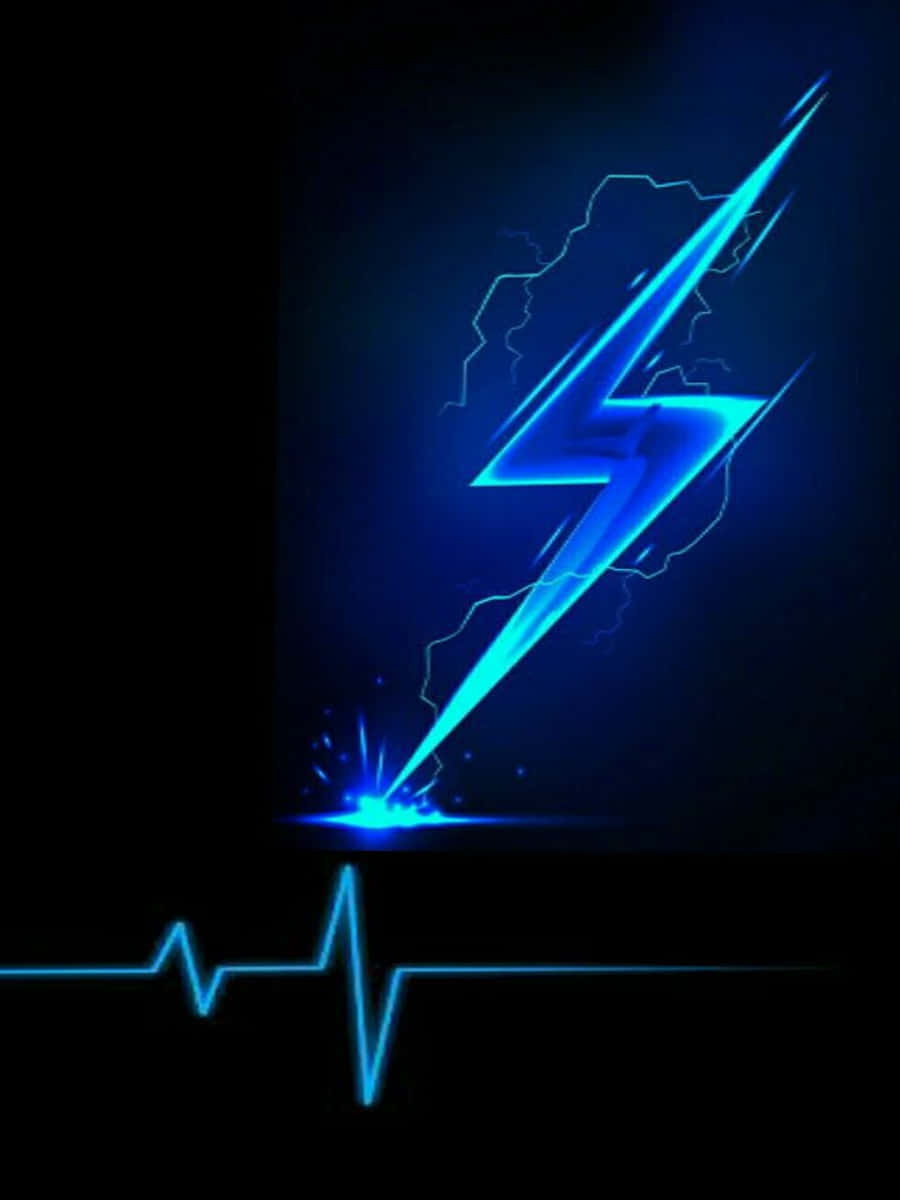 Mwangaza wa Bluu wa Neon na Alama ya Kupima Mapigo ya Moyo Picha ya Ukuta