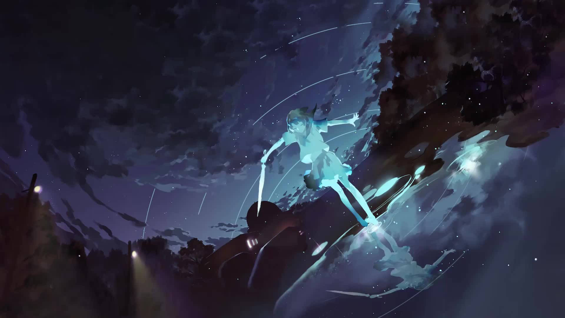 Mwangaza wa Dansi ya Anime Maktuni Picha ya Ukuta