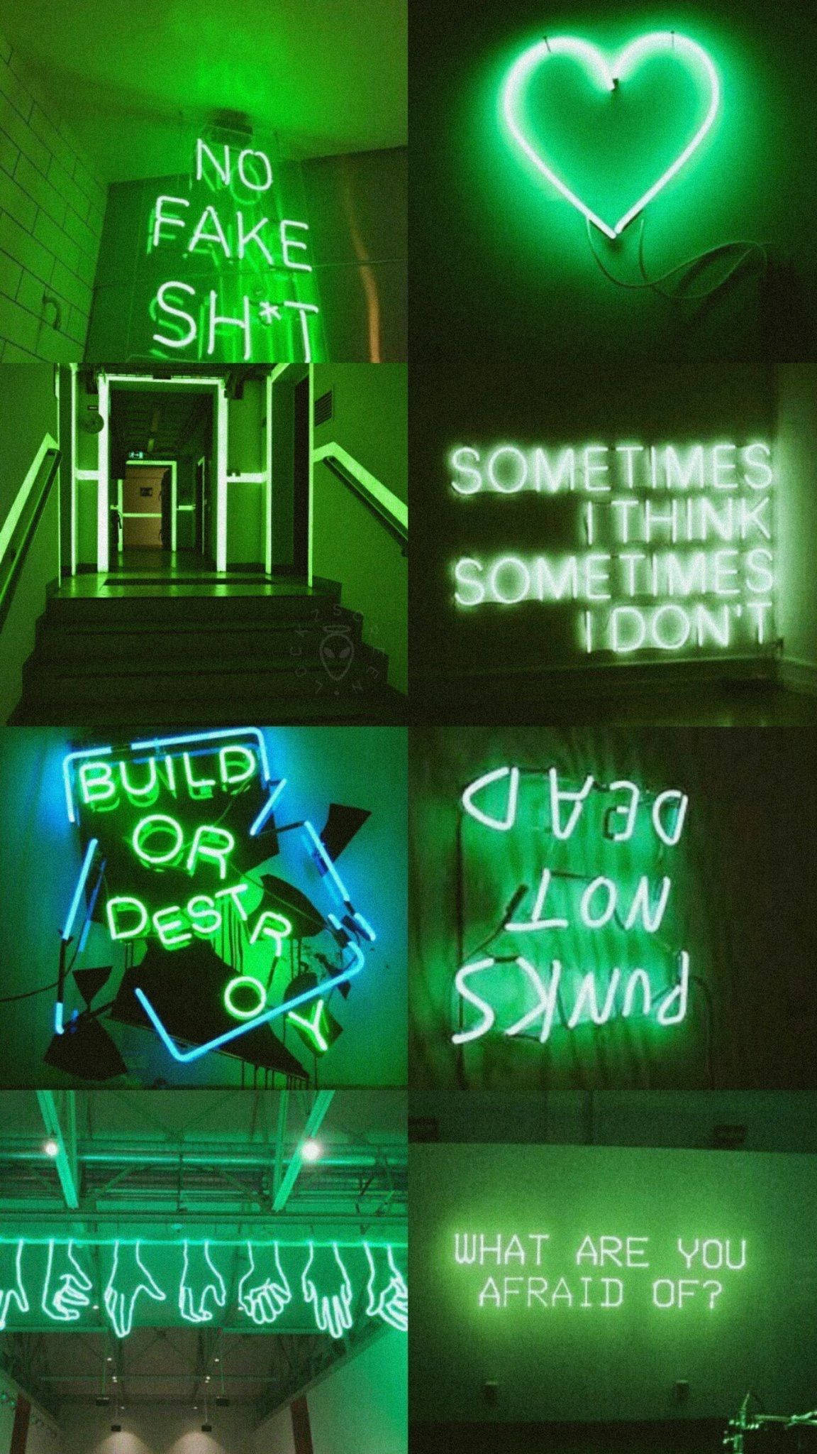 Mwangaza wa Neon ya Kijani Pastel Picha ya Ukuta