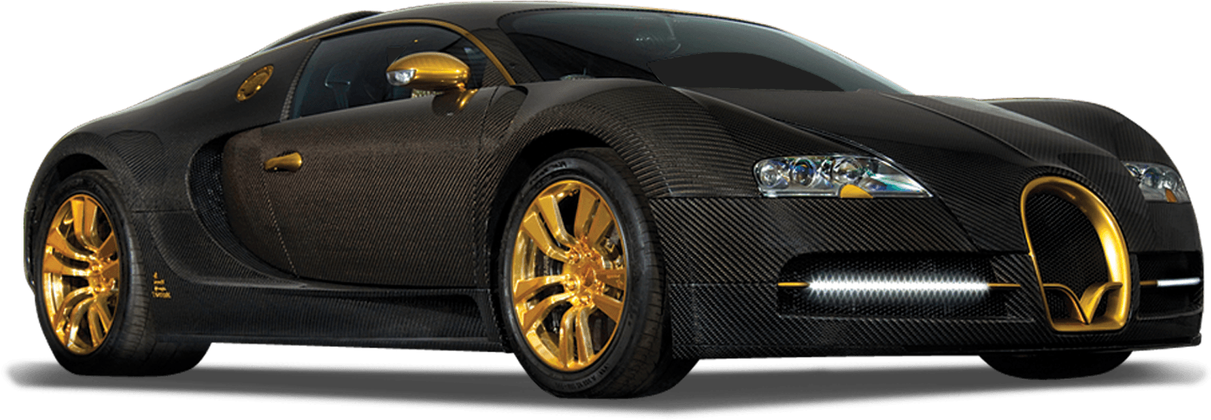 Mwanzi wa Dhahabu Bugatti Veyron Upande Picha ya Ukuta