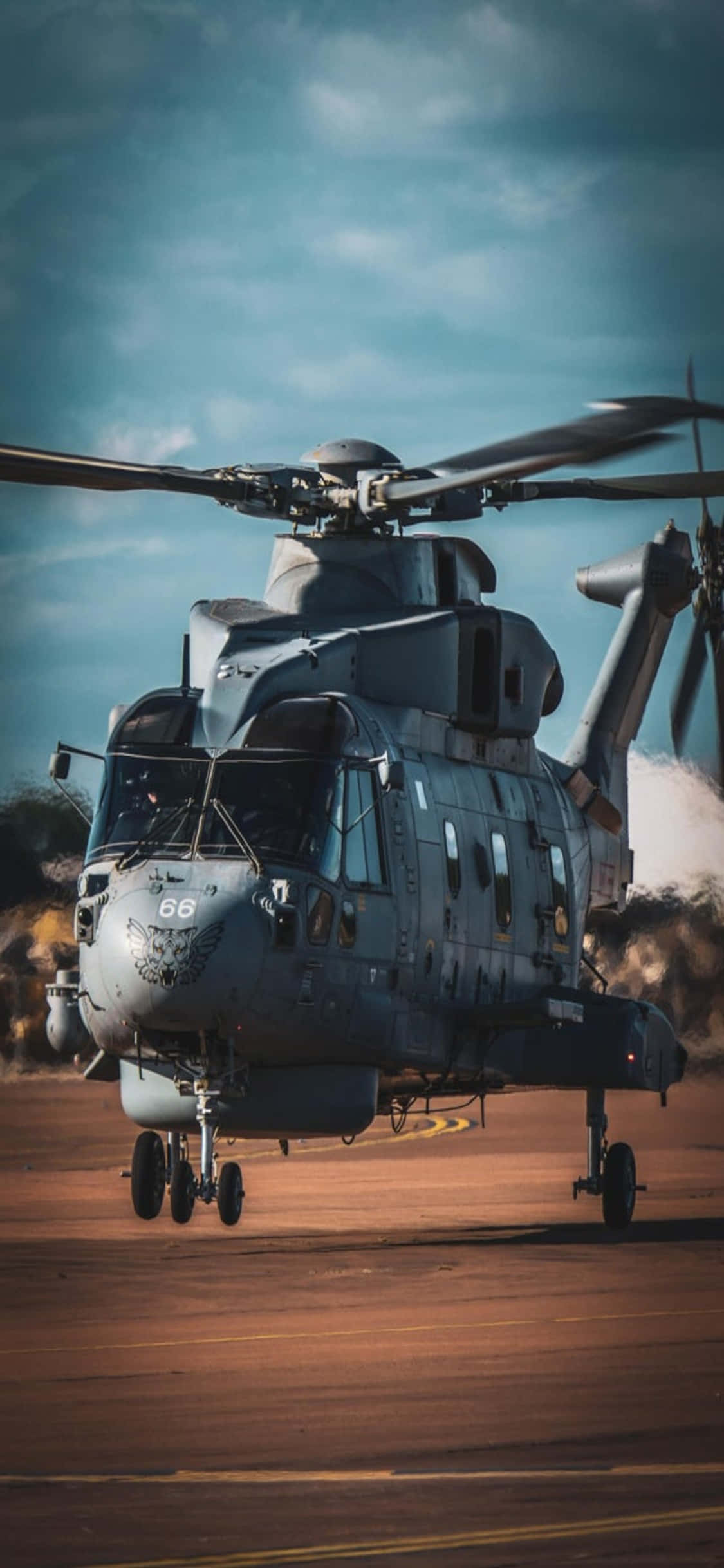Mwanzo wa anga kutoka helikopta, unaoweka iPhone Xs Picha ya Ukuta