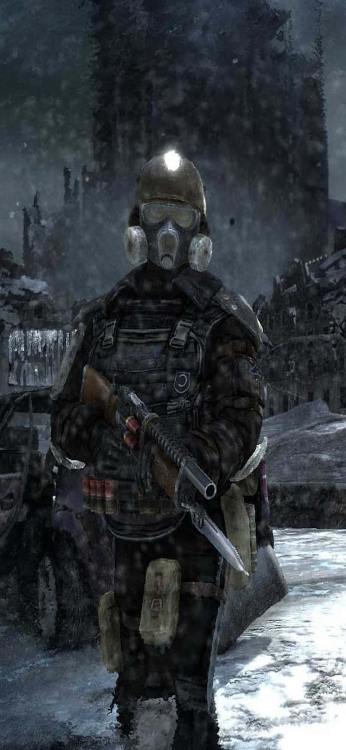 Tafuta Kwa Vifaa Kamili vya Kijeshi iPhone X Metro Last Light Background Picha ya Ukuta