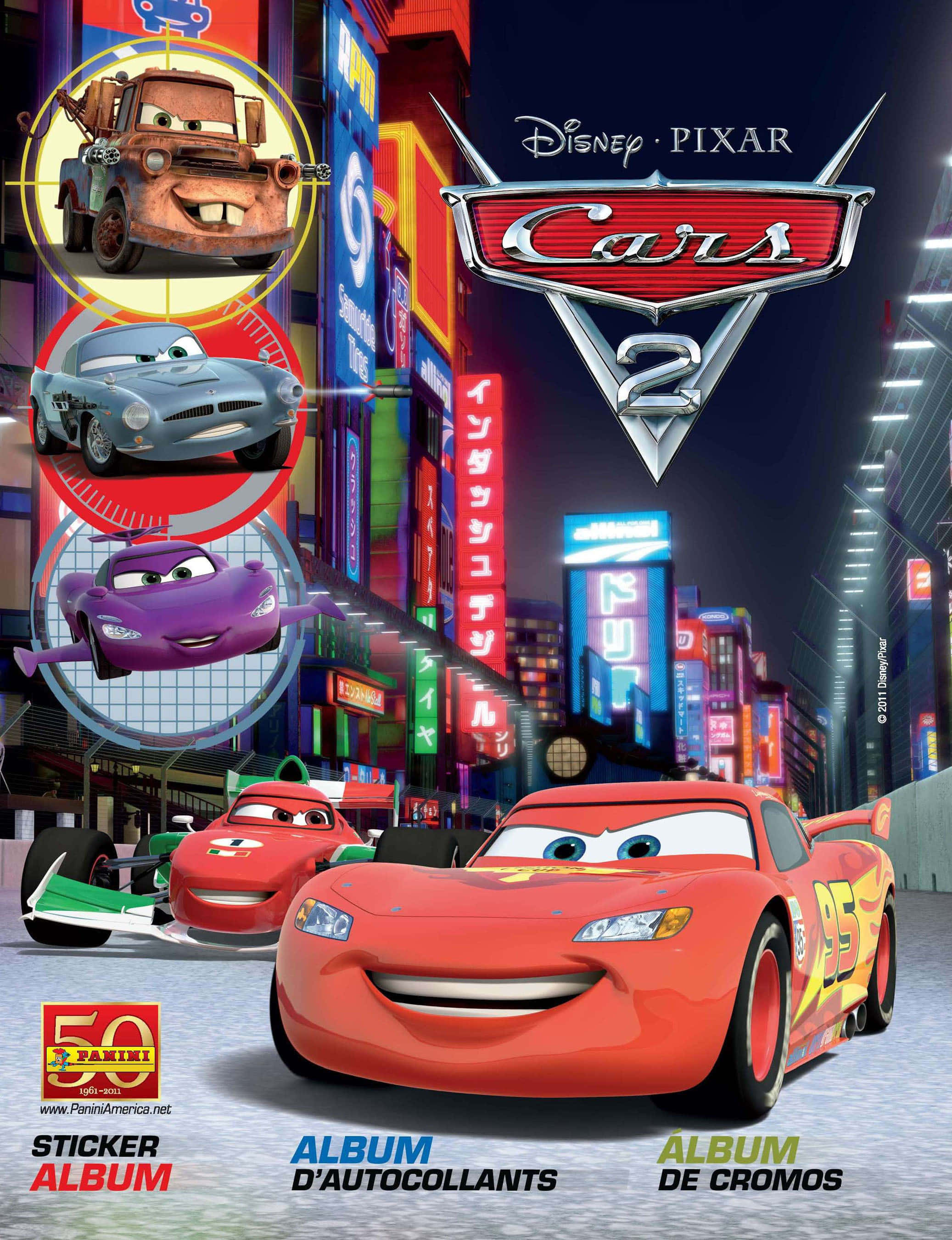 Mwendokasi wa Kasi - Lightning McQueen Anashindana kwenye Wimbo katika Cars 2! Picha ya Ukuta