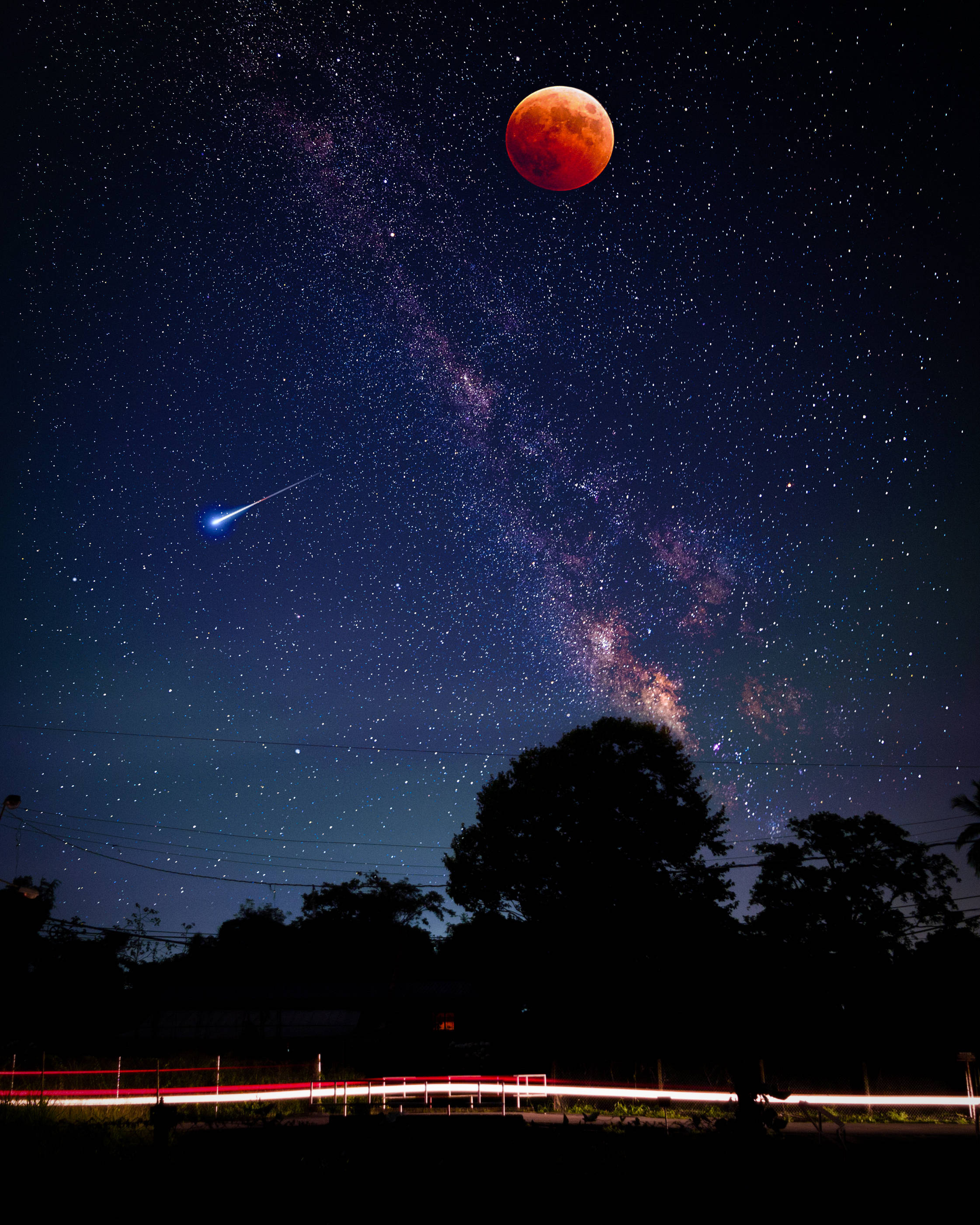 Mwezi wa Mwanga wa Mwanga wa Mwanga wa Galaxy Picha ya Ukuta