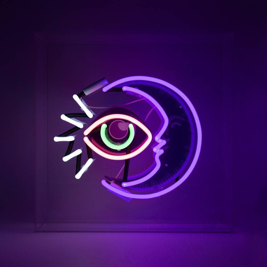 Mwezi wa Neon wa Macho Moja Picha ya Ukuta
