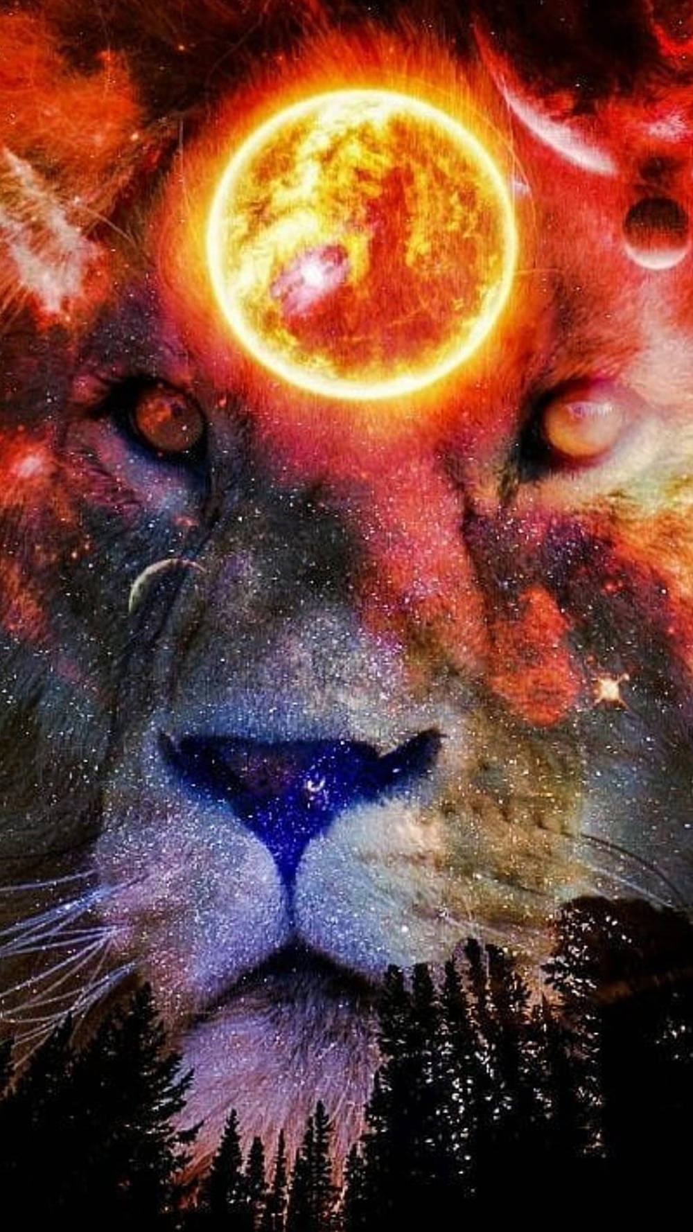 Mwezi wa Simba Galaxy Picha ya Ukuta