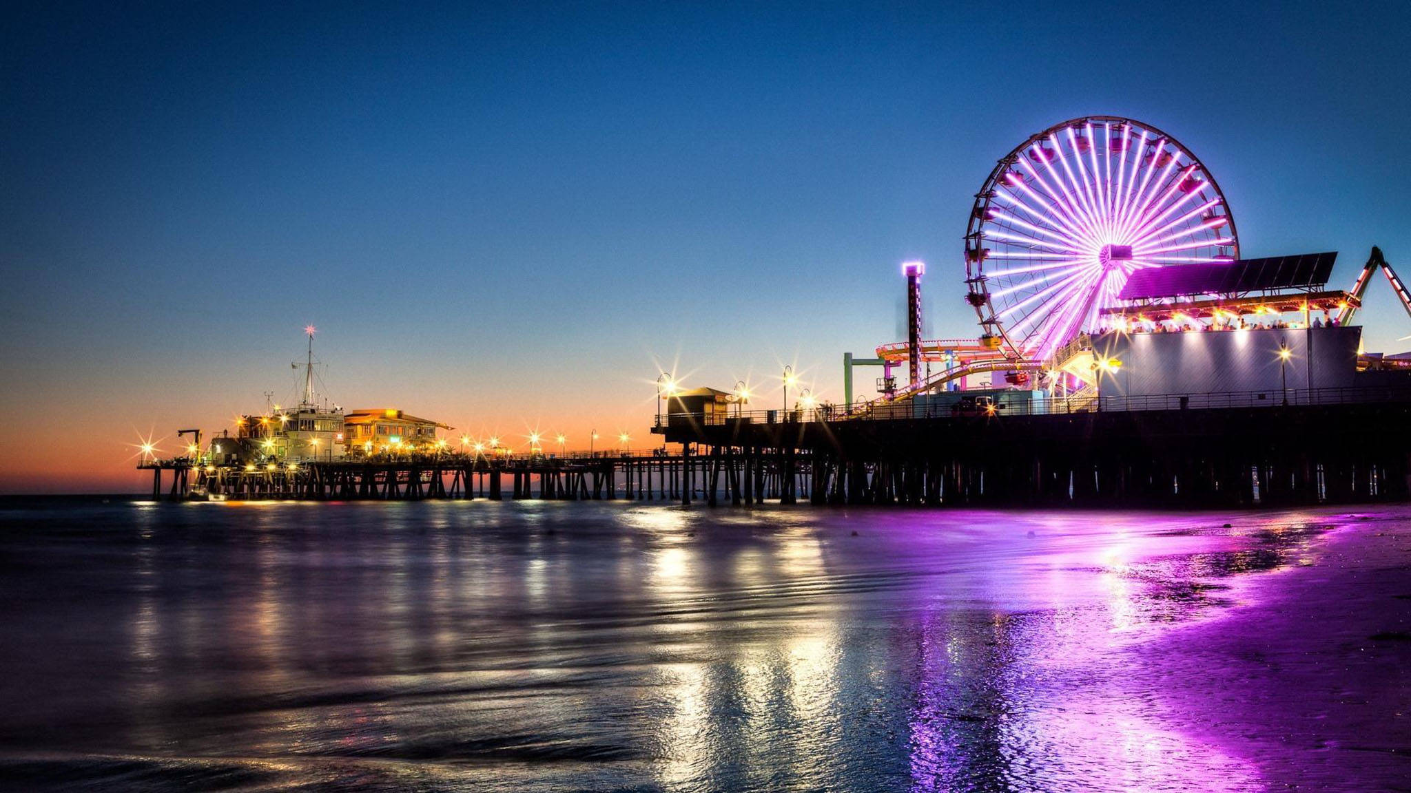 Mwiko wa Uvuvi wa Los Angeles Jua Linapozama Picha ya Ukuta