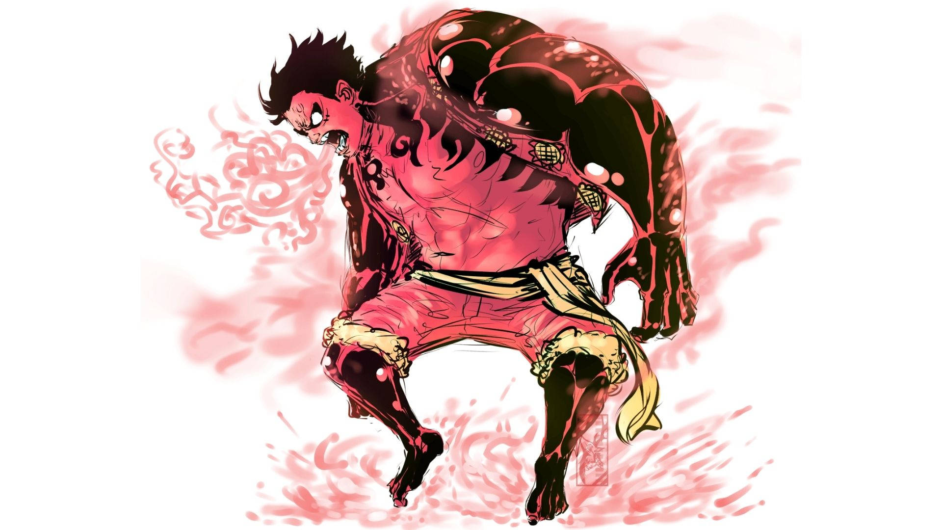 Mwili Mwekundu wa Luffy Gear 4 Picha ya Ukuta