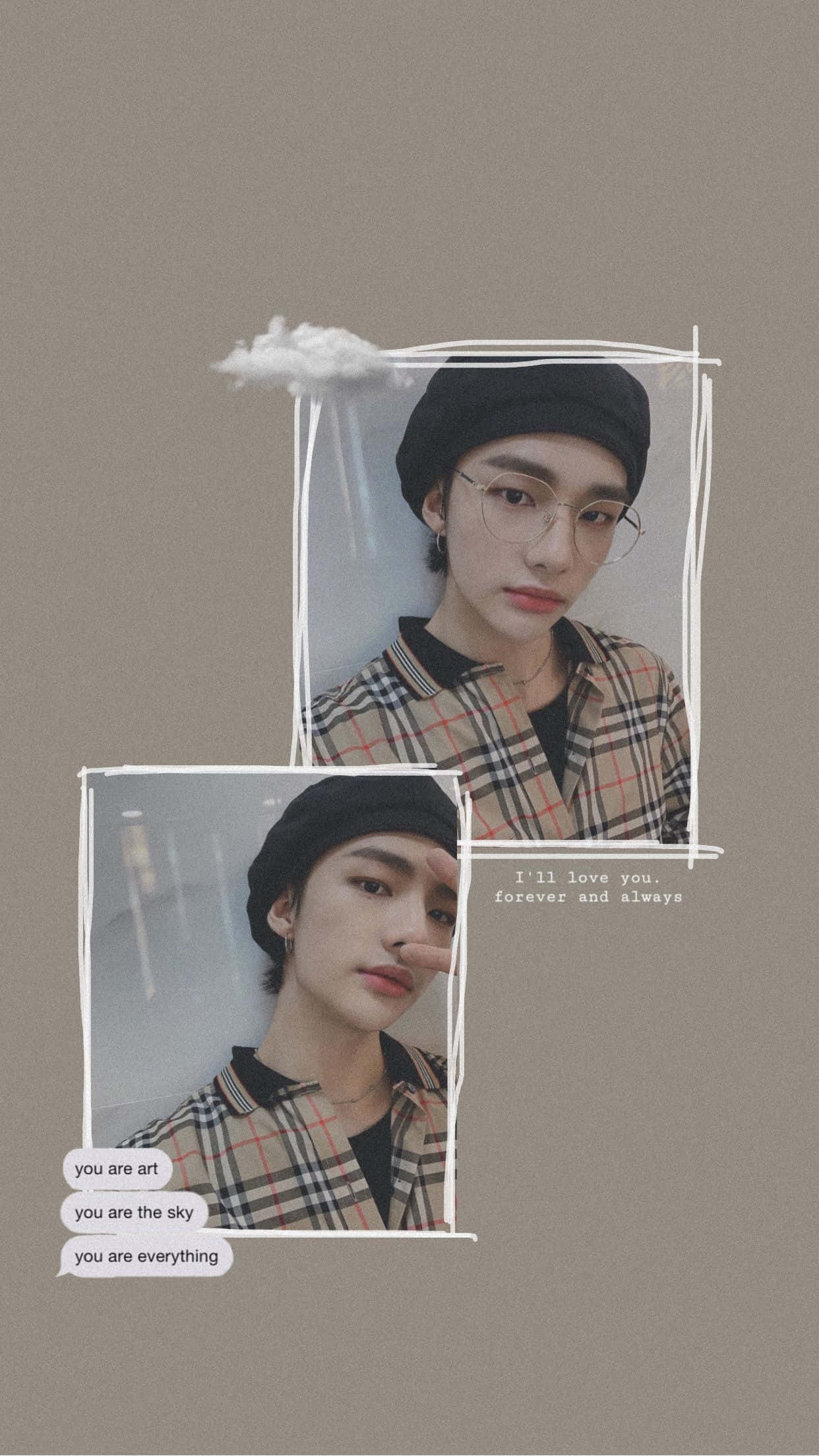 Mwimbaji wa Kikorea Hyunjin Mwonekano Wenye Tartan Picha ya Ukuta