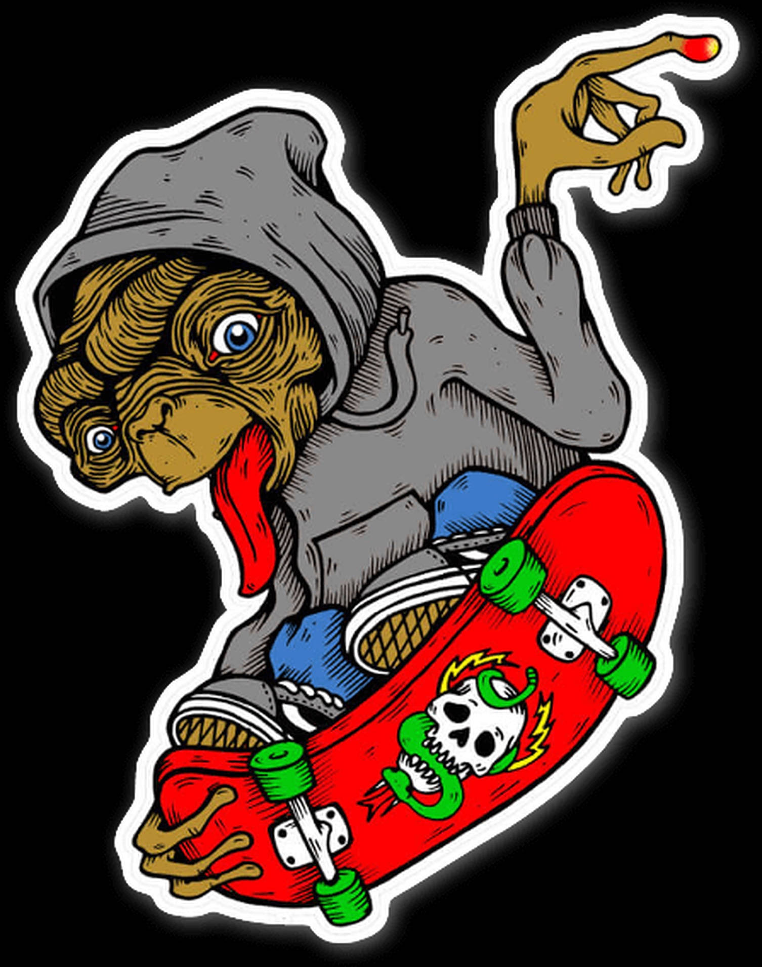 Mwonekano wa Skater wa Alien Picha ya Ukuta