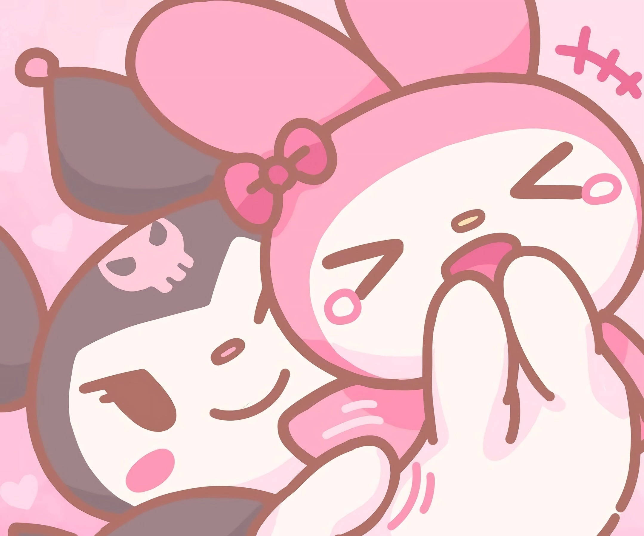 My Melody Kuromi Akikumbatia Picha ya Ukuta