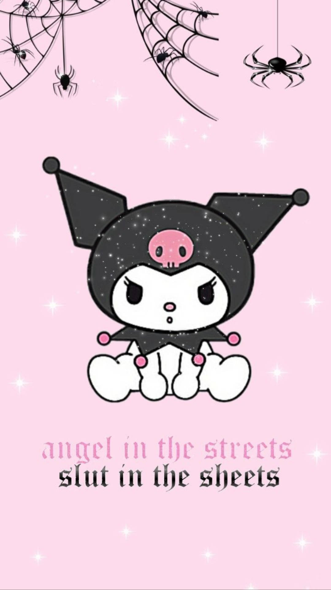 My Melody Kuromi Akiwa na Buibui na Utando Picha ya Ukuta