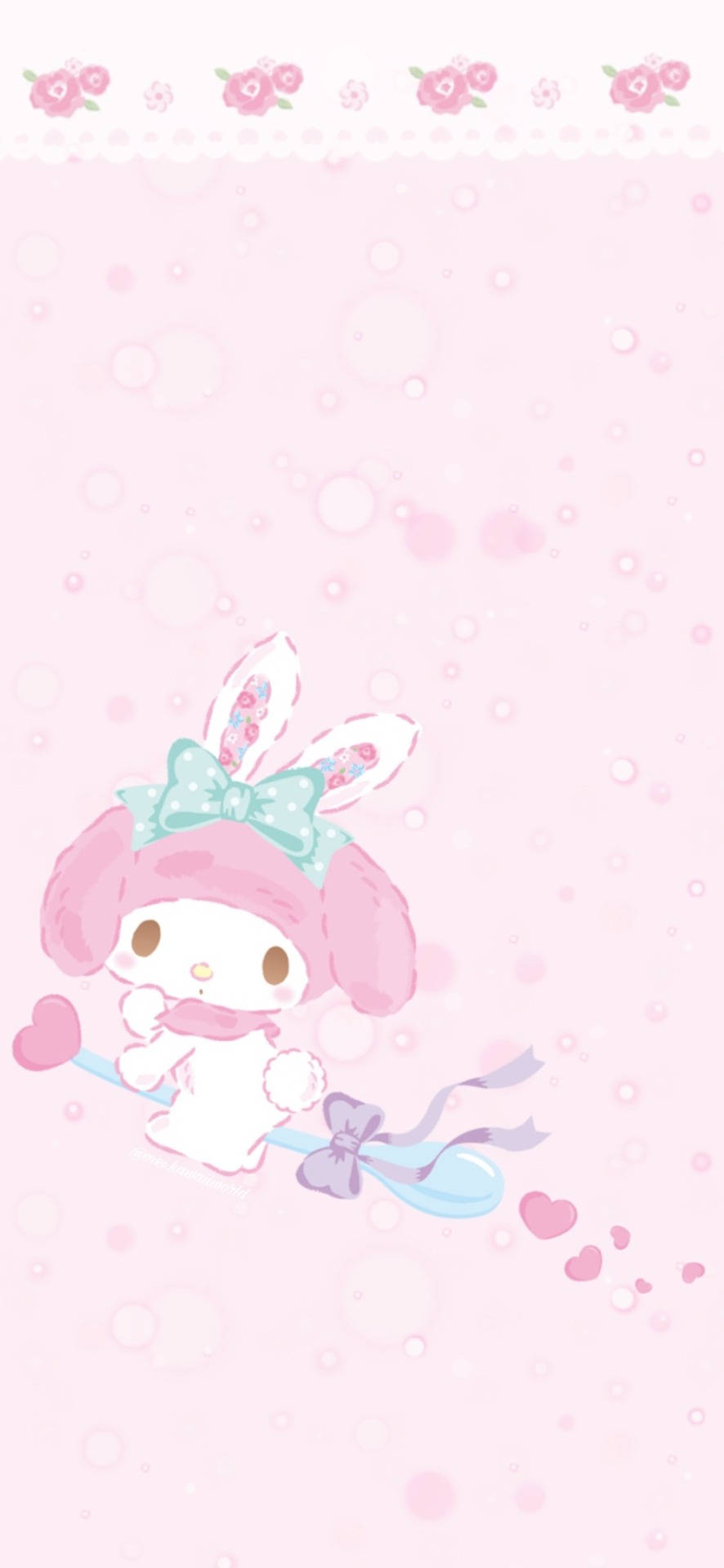 My Melody Riding A Spoon Picha ya Ukuta