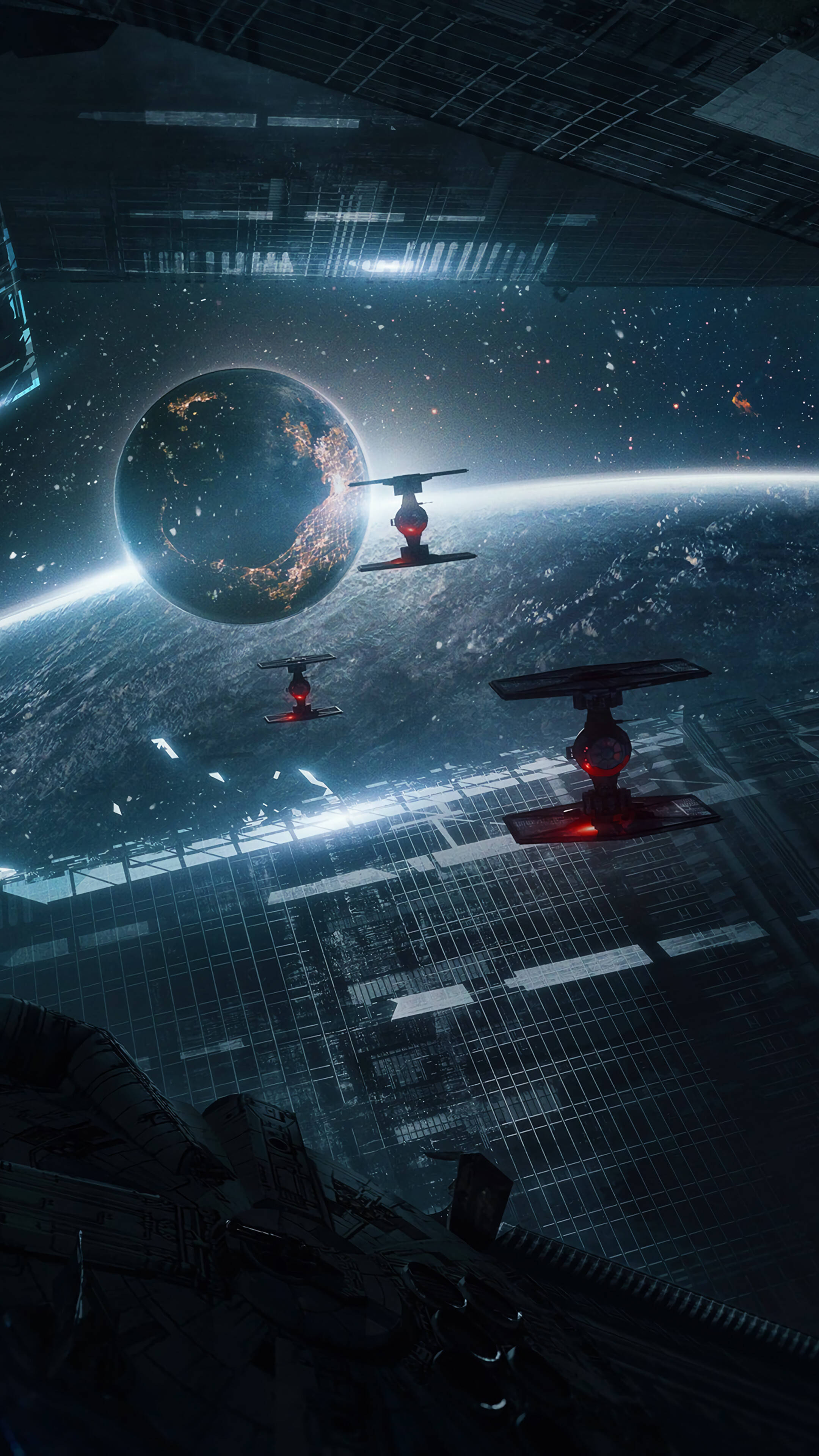 Nafasi ya Tie Fighters 4K Simu Picha ya Ukuta