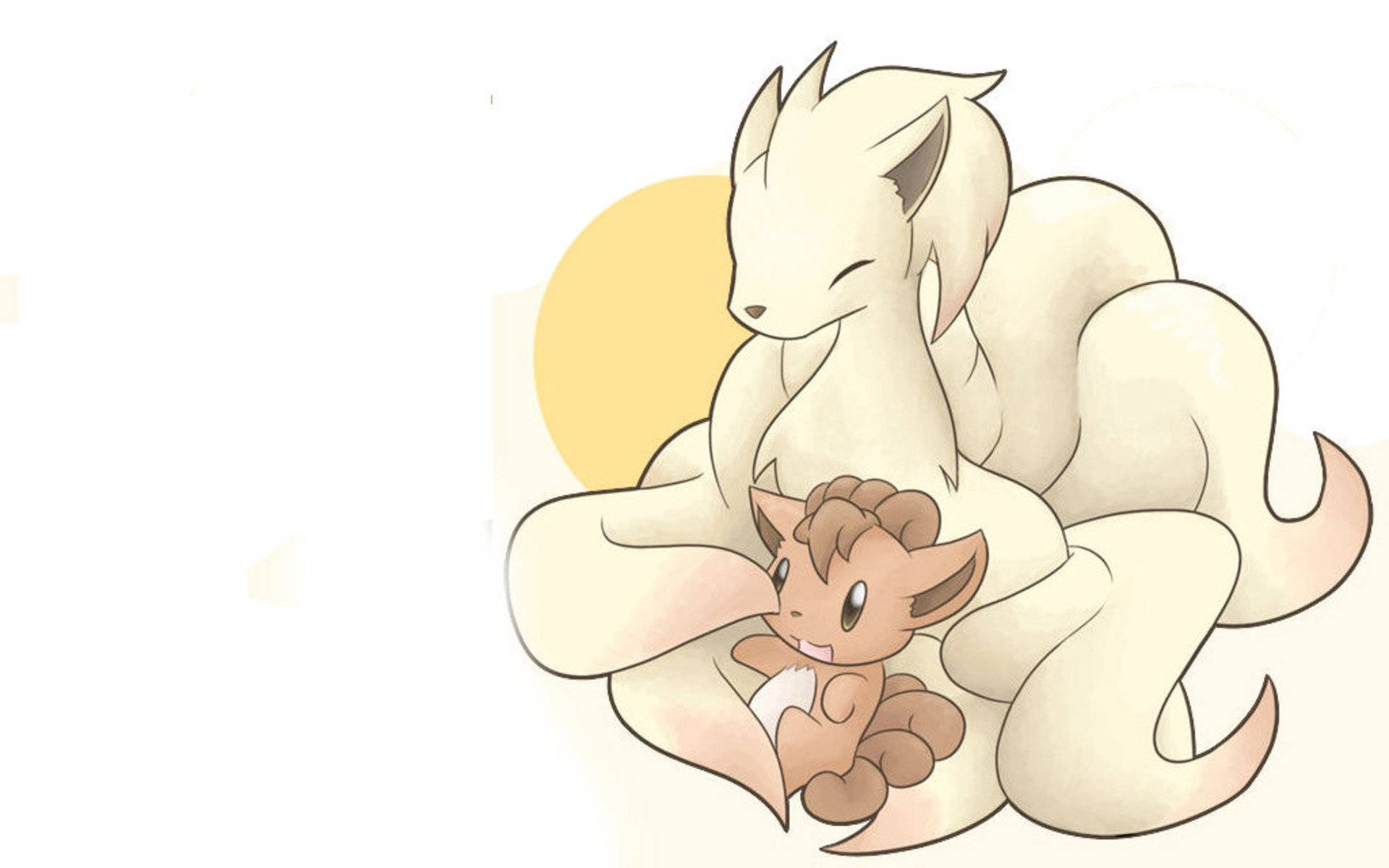 Nakala Rahisi ya Ninetales na Vulpix Picha ya Ukuta