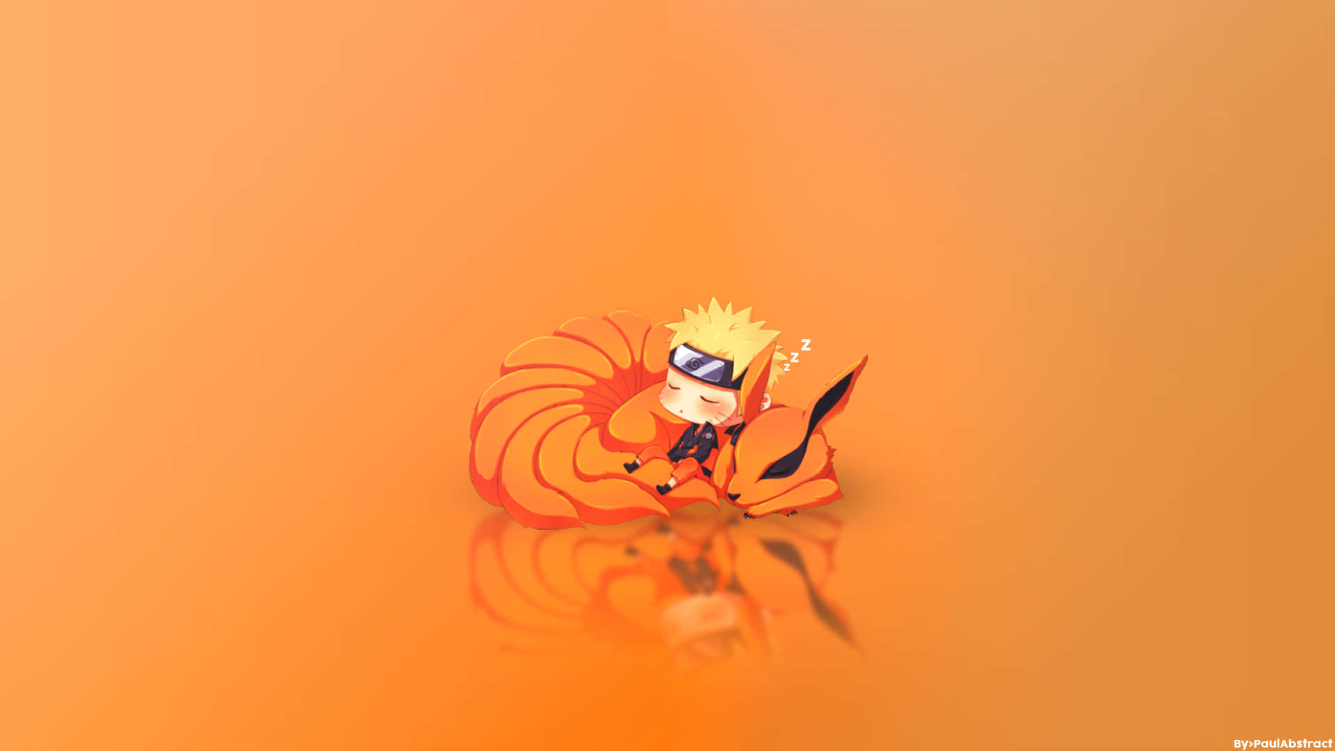 Nakama Baridi ya Naruto ya Eneo-kazi yenye Chibi Kurama Picha ya Ukuta
