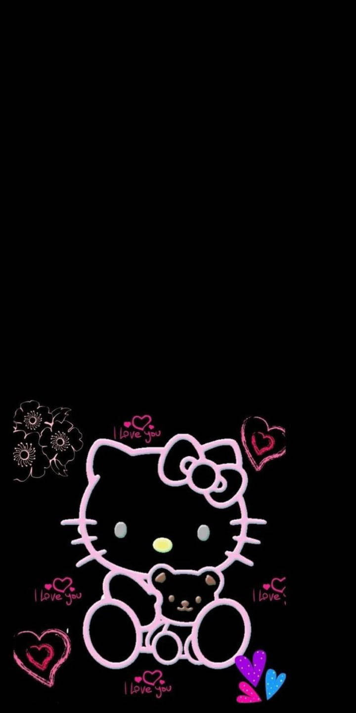 Nakupenda Hello Kitty Nyeusi Picha ya Ukuta