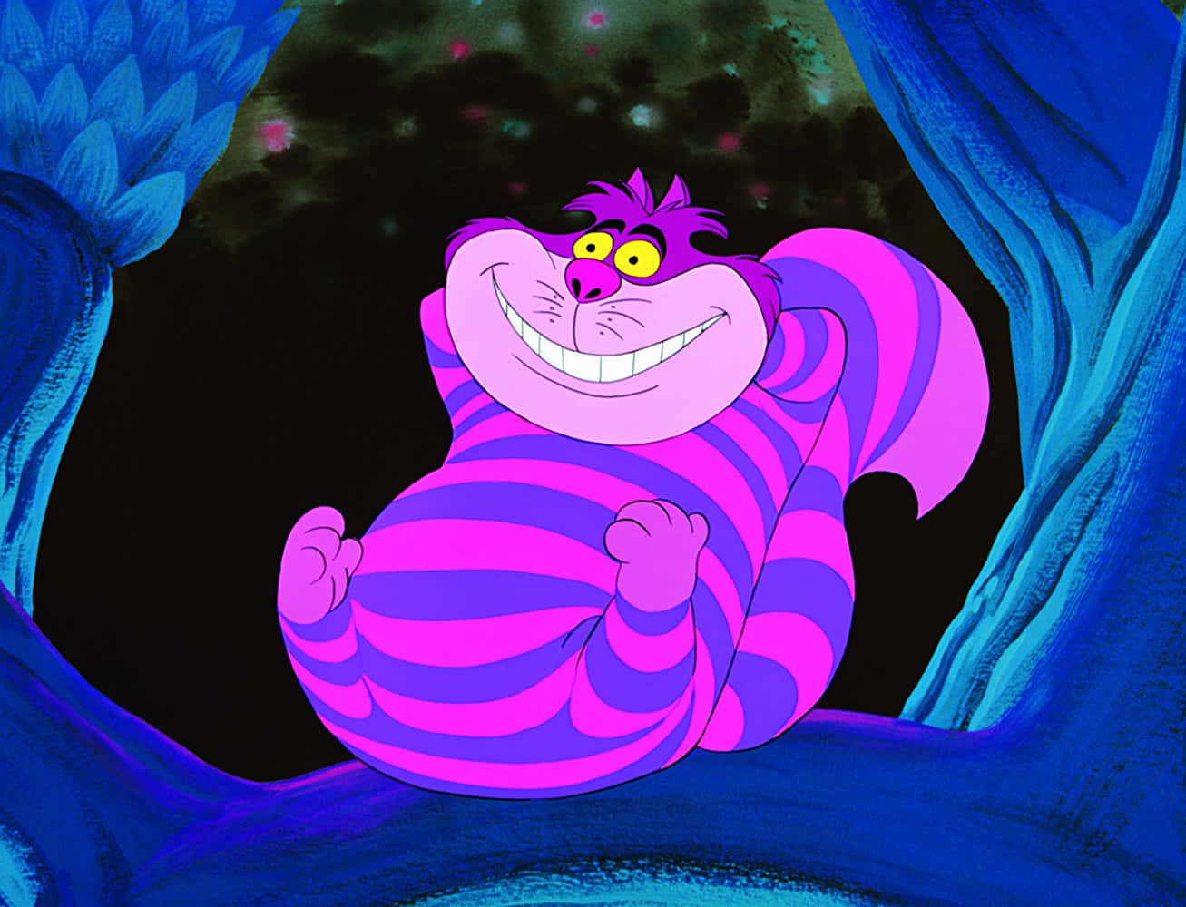Nani yuko tayari kwa adventure na Paka Cheshire kutoka Alice katika Nchi ya Ajabu? Picha ya Ukuta