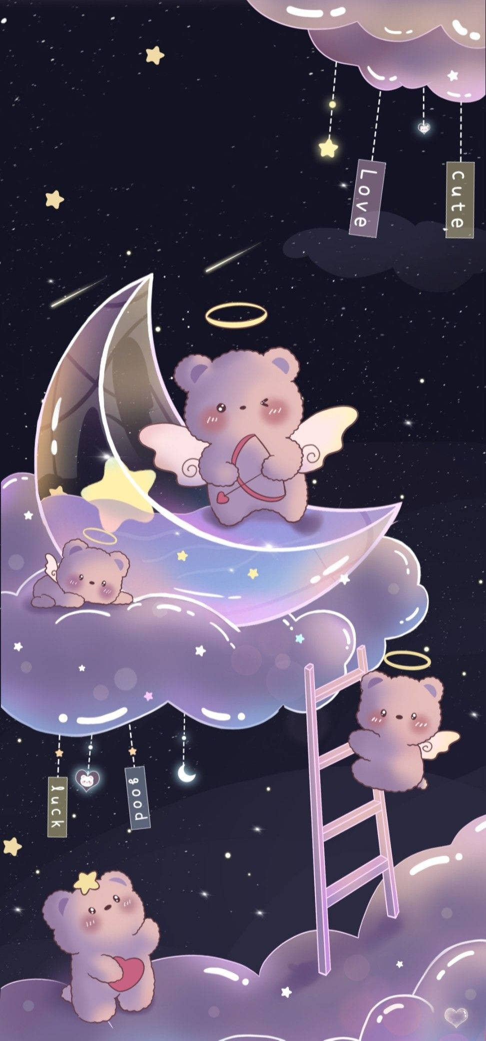 Nap Time With Bears Girly Galaxy Picha ya Ukuta