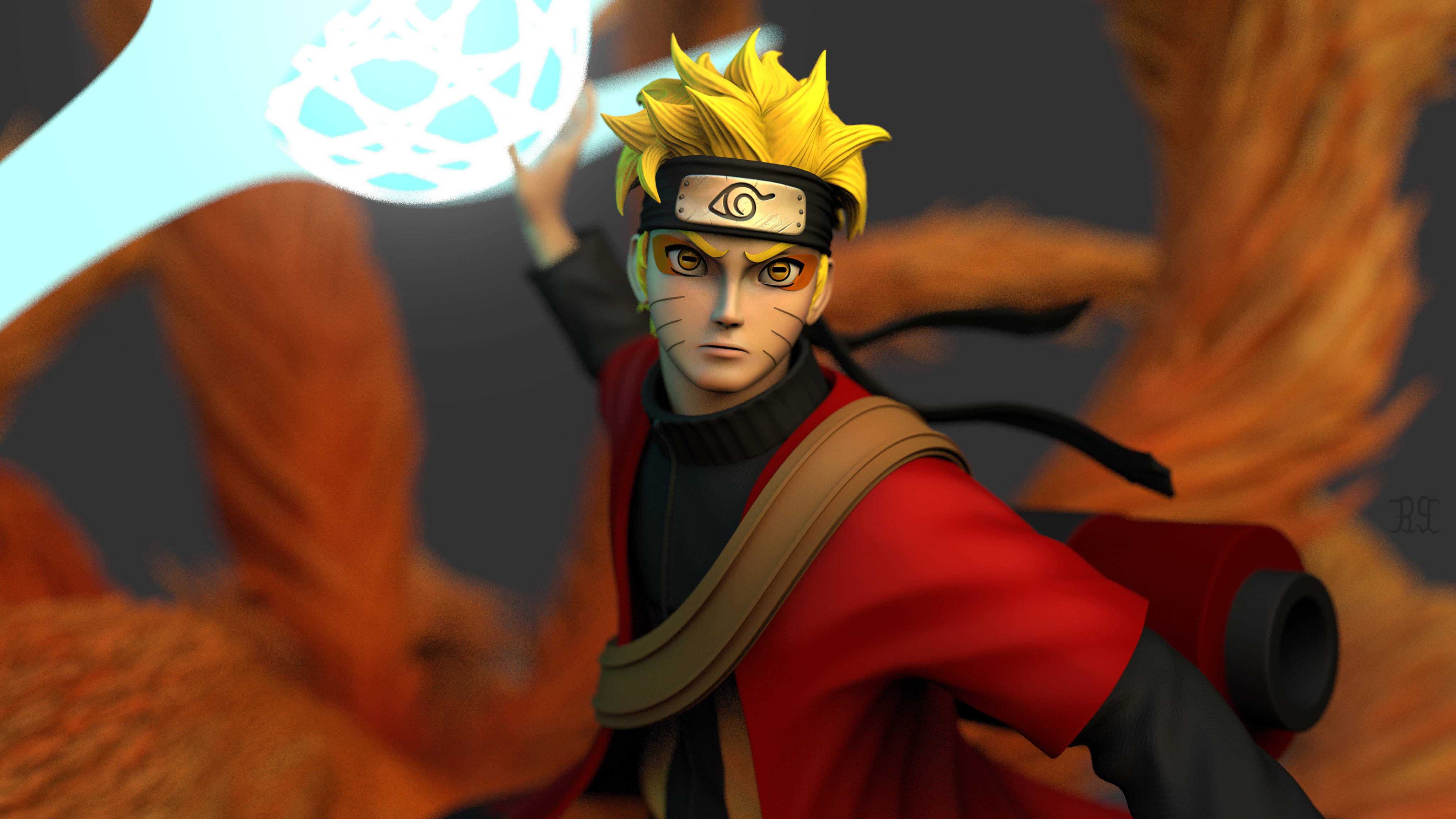 Naruto 3D 4K Hali ya Hekima Picha ya Ukuta