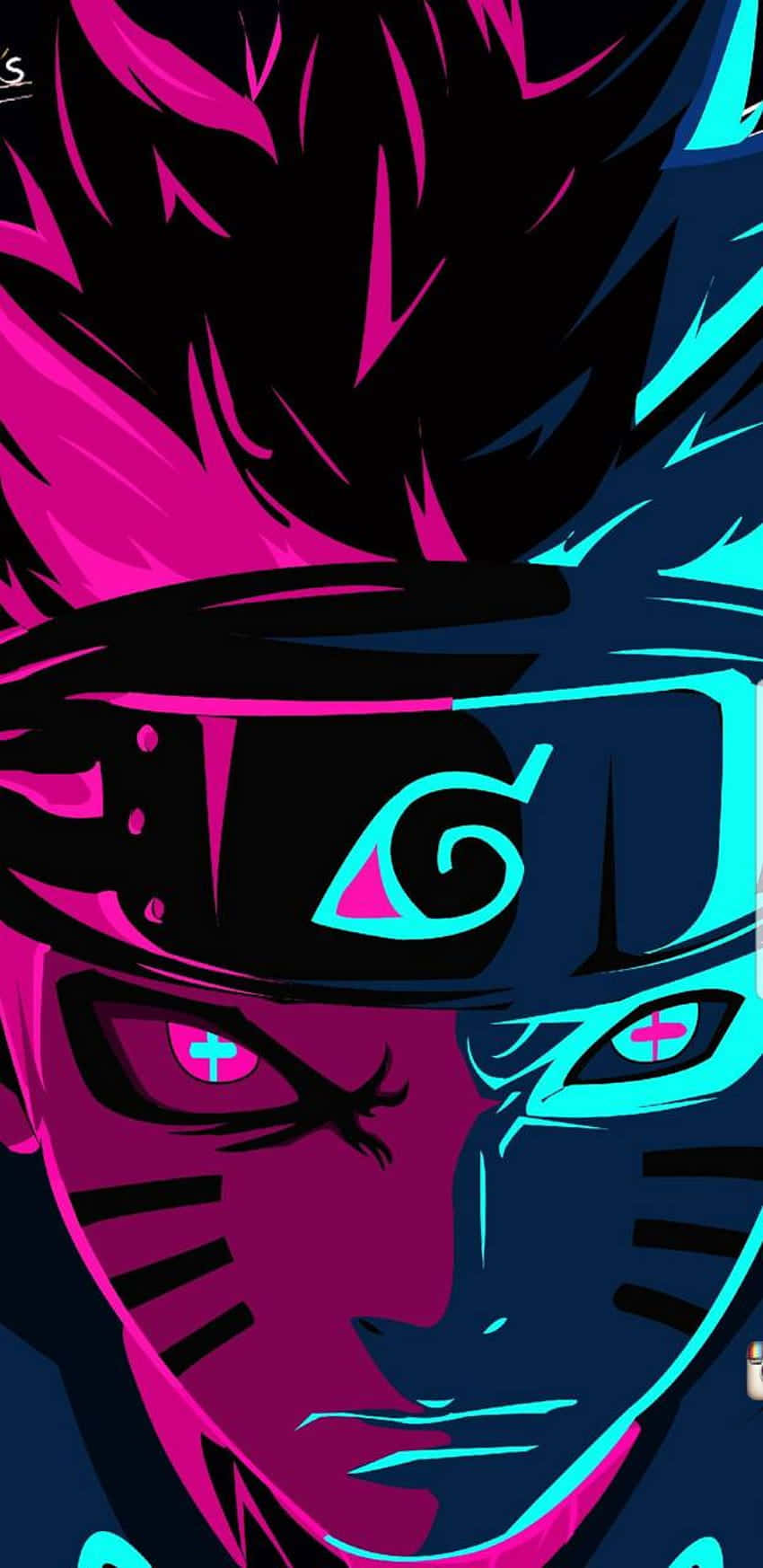Naruto Aesthetic Telewa Neon Pink na Bluu Picha ya Ukuta