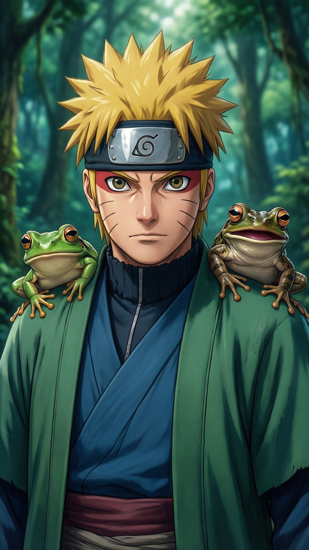 Naruto akiwa na Vyura Picha ya Ukuta