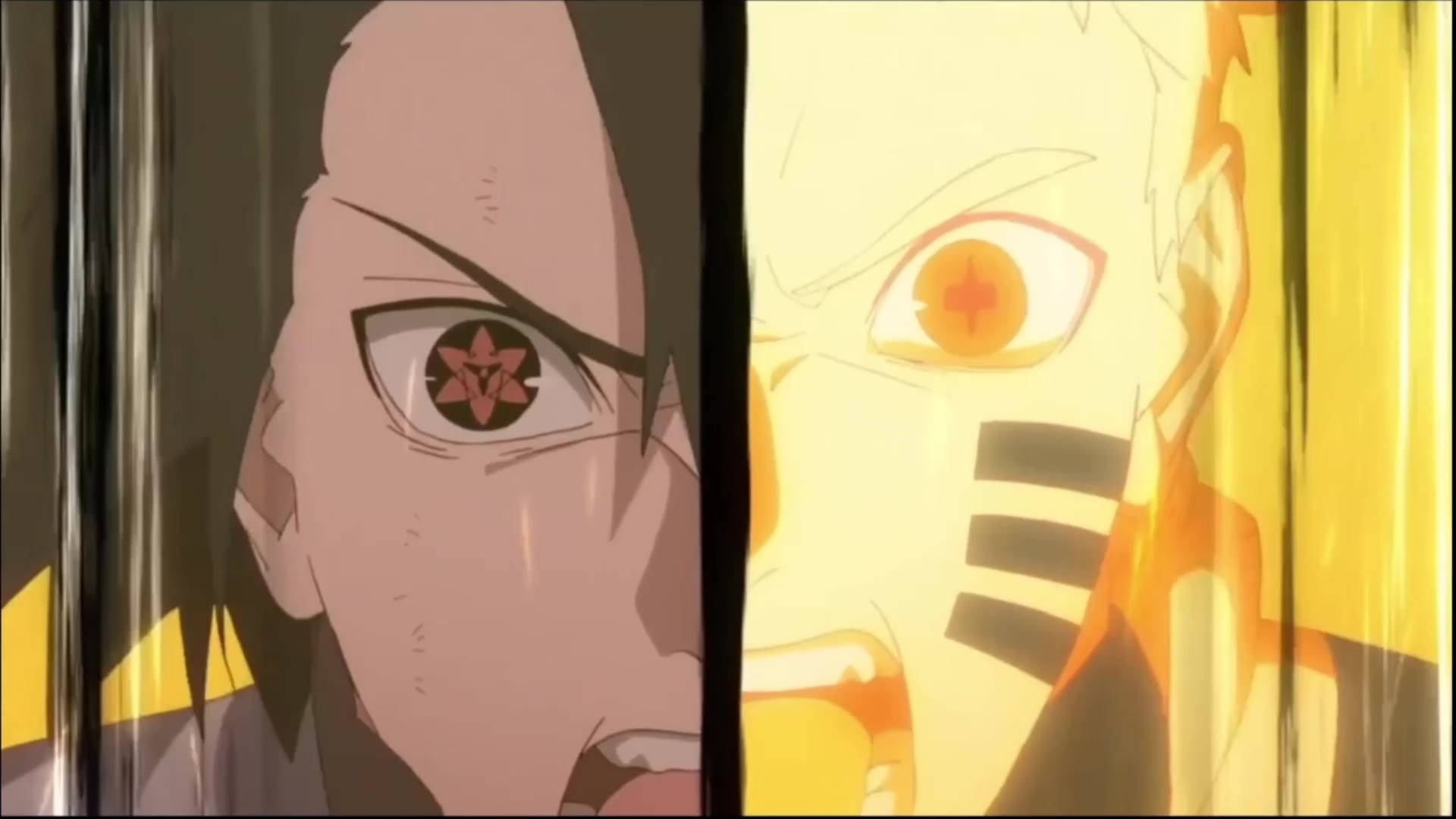 Naruto akiwa na Hali ya Kurama na Sasuke Picha ya Ukuta