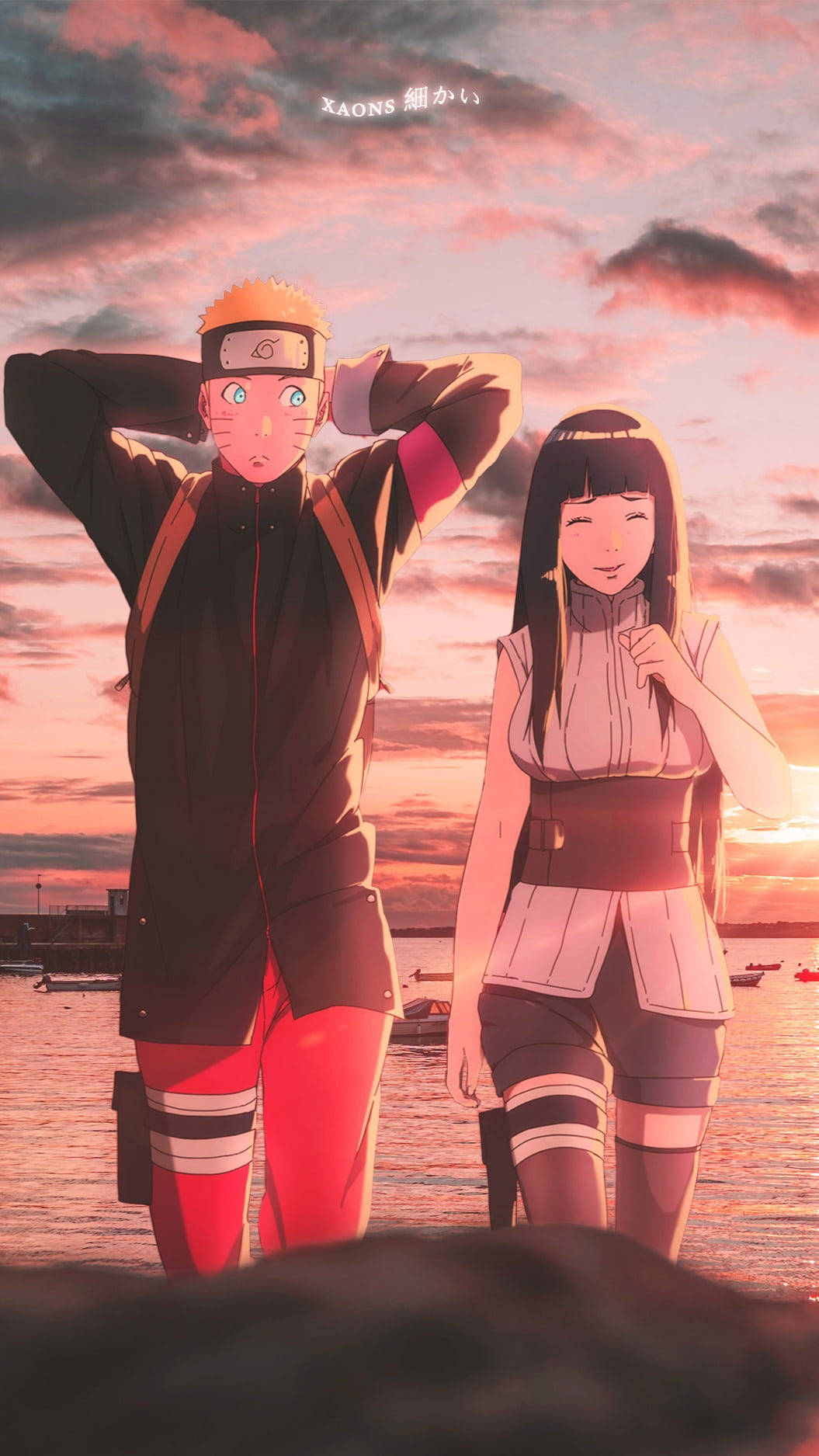 Naruto Anampenda Hinata Anayotembea Picha ya Ukuta