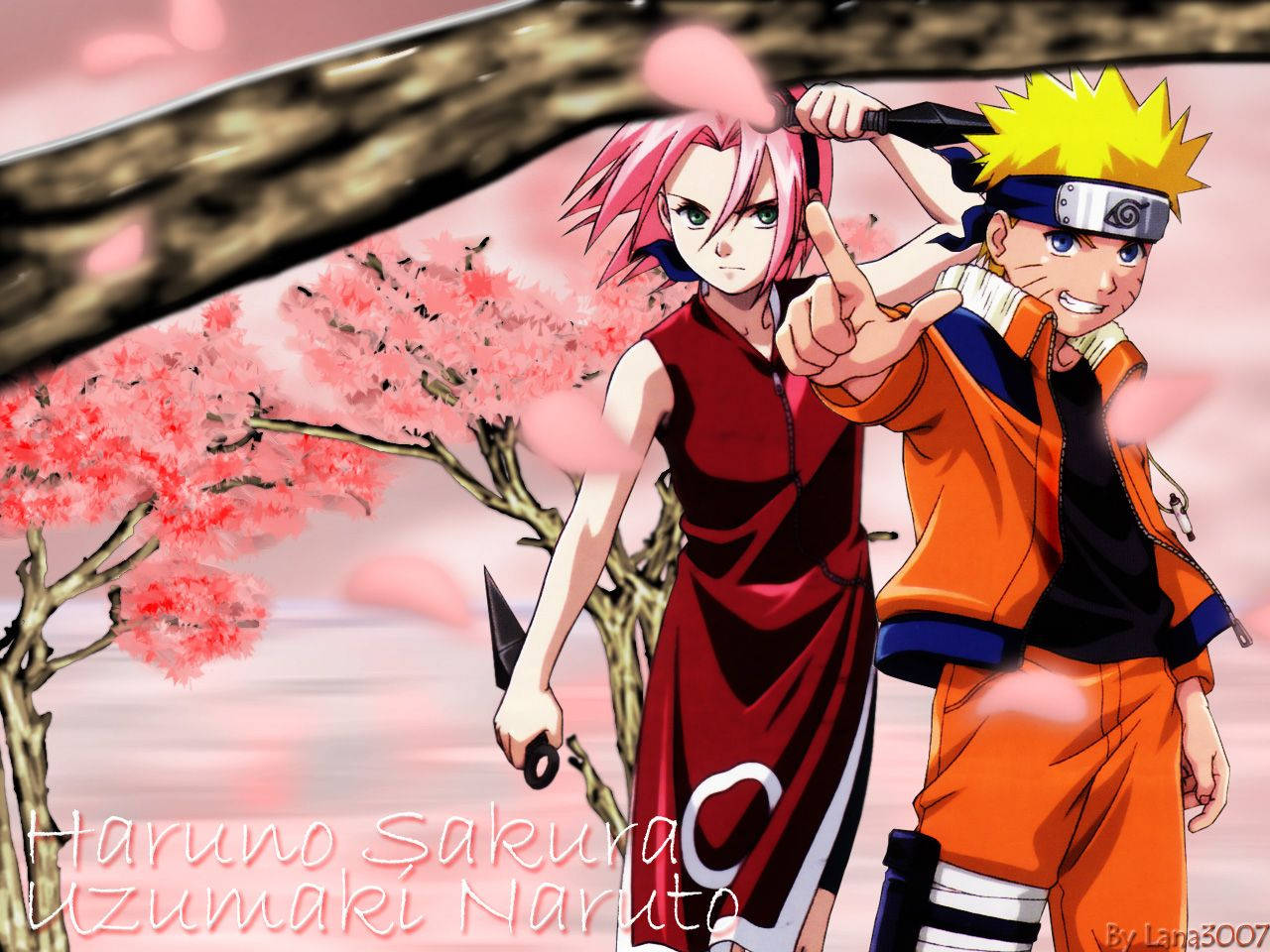 Naruto Anime Sakura Duo Wenye Nguvu Picha ya Ukuta