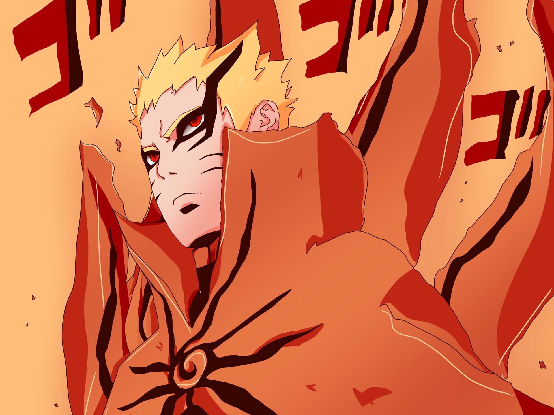 Naruto Baryon Mode Jinsi Nyekundu Picha ya Ukuta