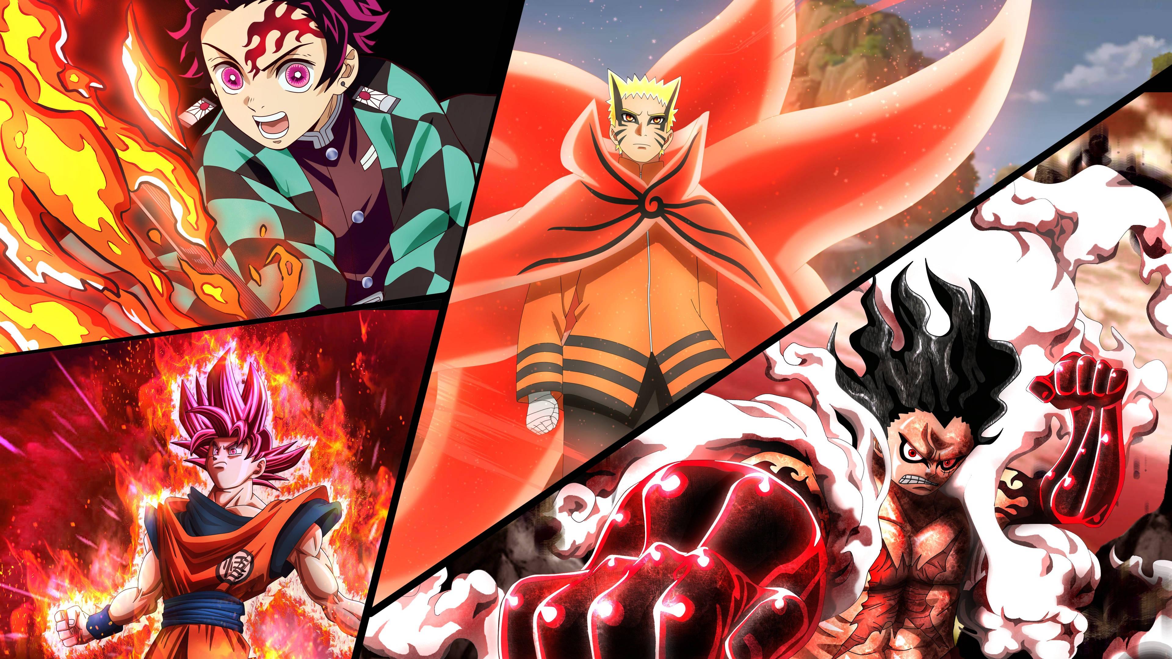 Naruto Baryon Mode Collage ya Anime Picha ya Ukuta
