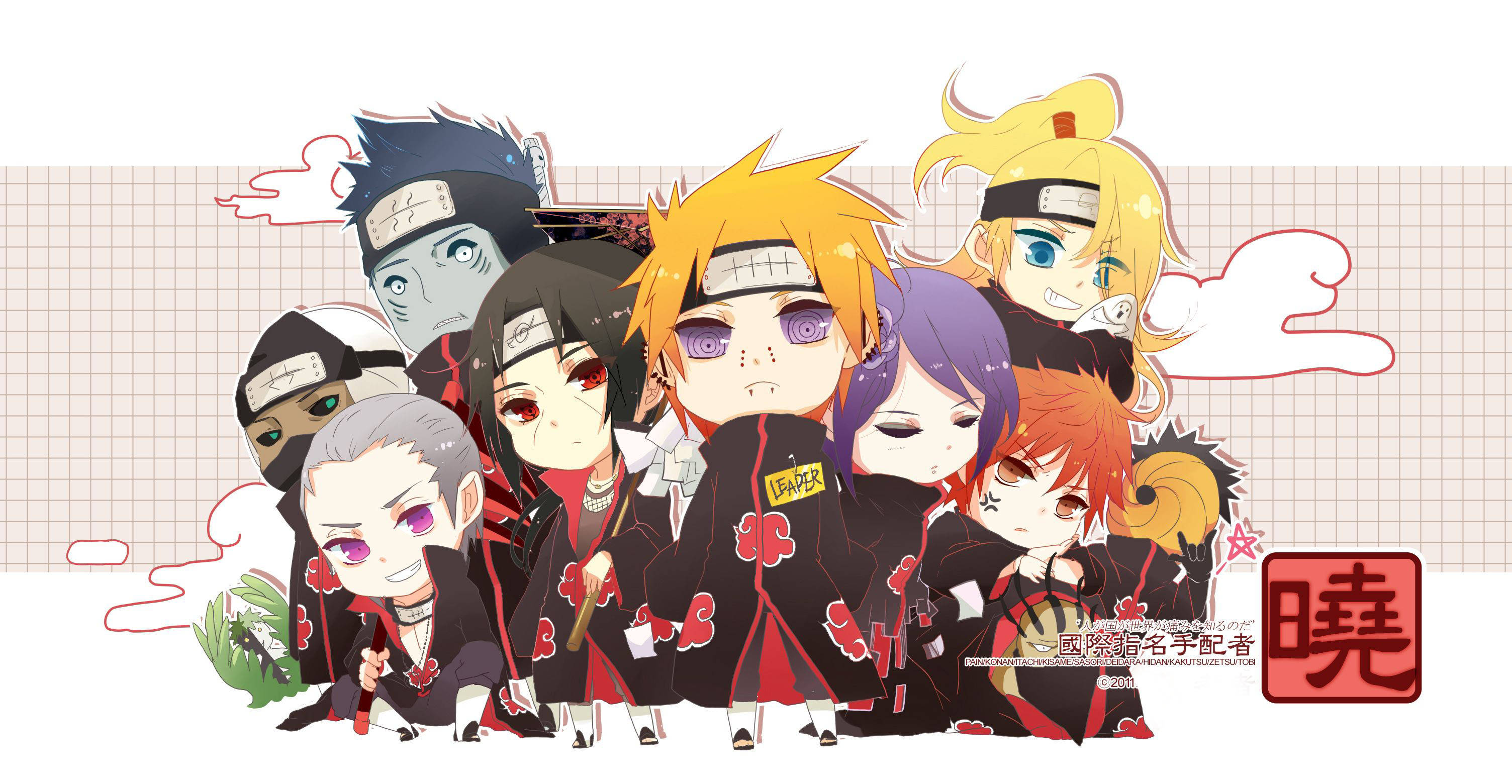 Naruto Chibi Mzuri wa Akatsuki Picha ya Ukuta
