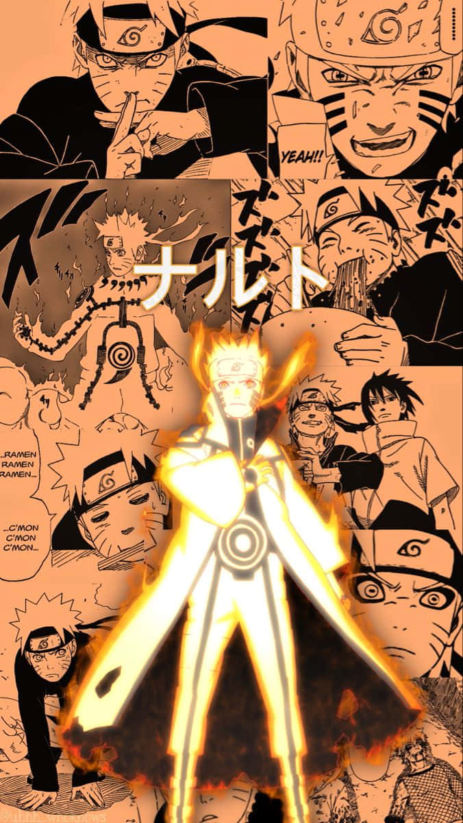 Naruto Katika Hali ya Chakra Rangi ya Chungwa Anime Picha ya Ukuta