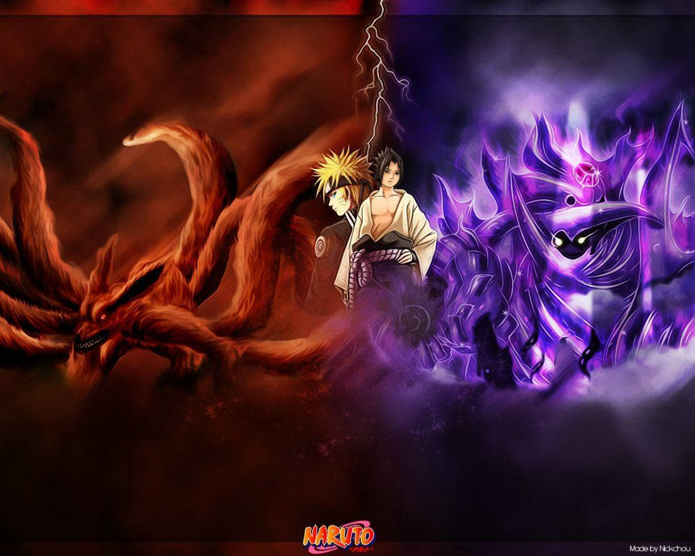 Naruto Kurama na Susanoo Baridi Picha ya Ukuta